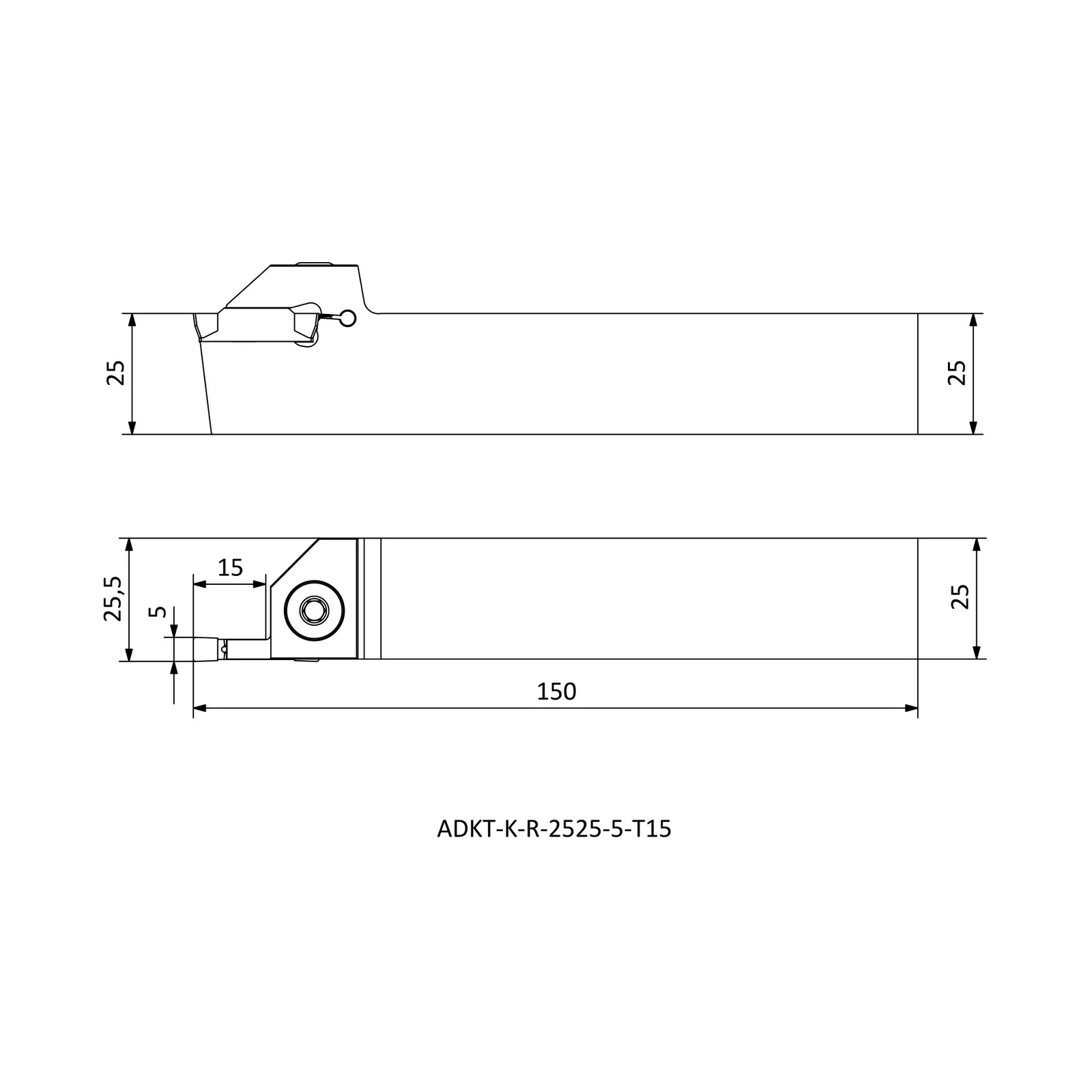 ADKT-K-R-2525-5-T15 &mdash; dimensioned drawing