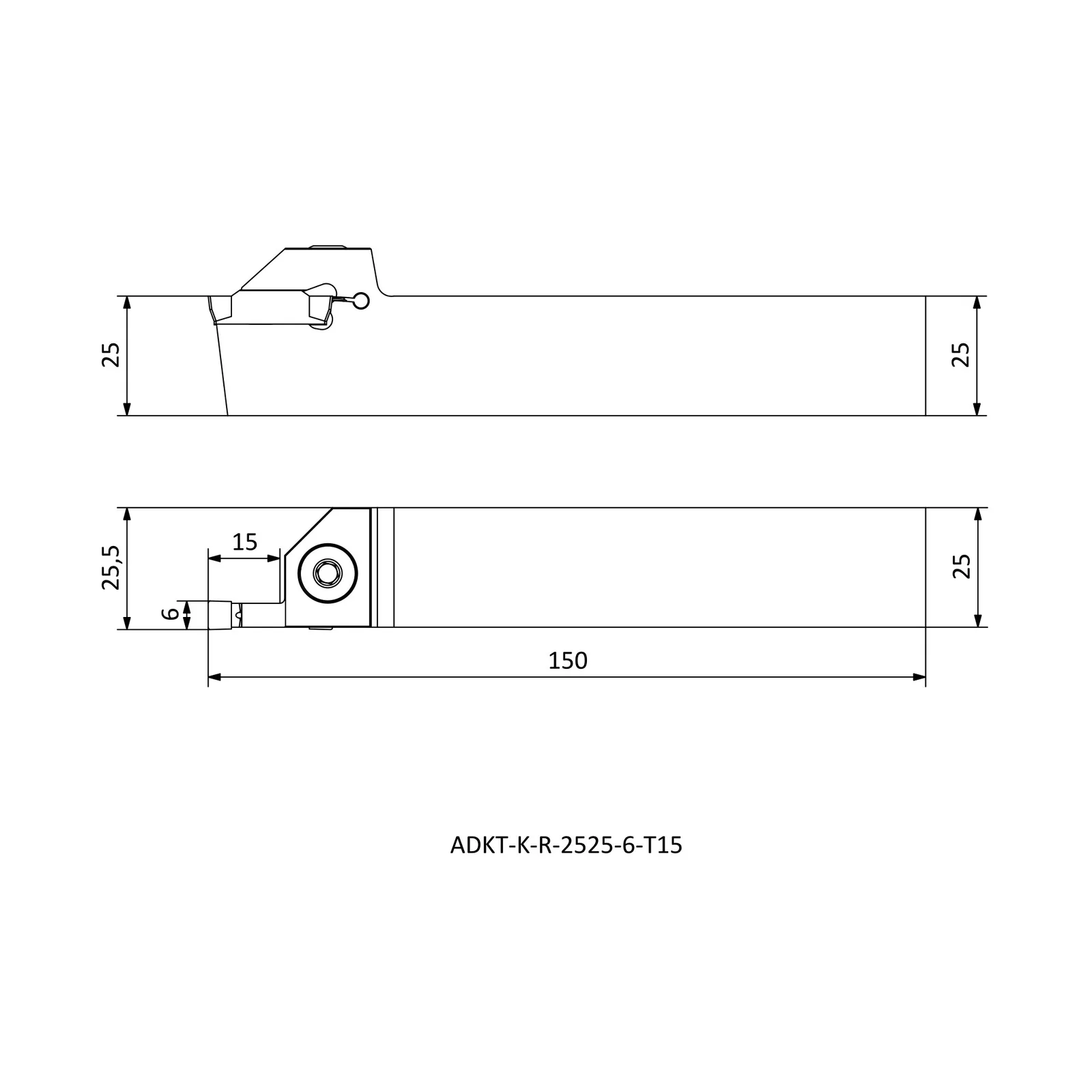 ADKT-K-R-2525-6-T15 &mdash; dimensioned drawing