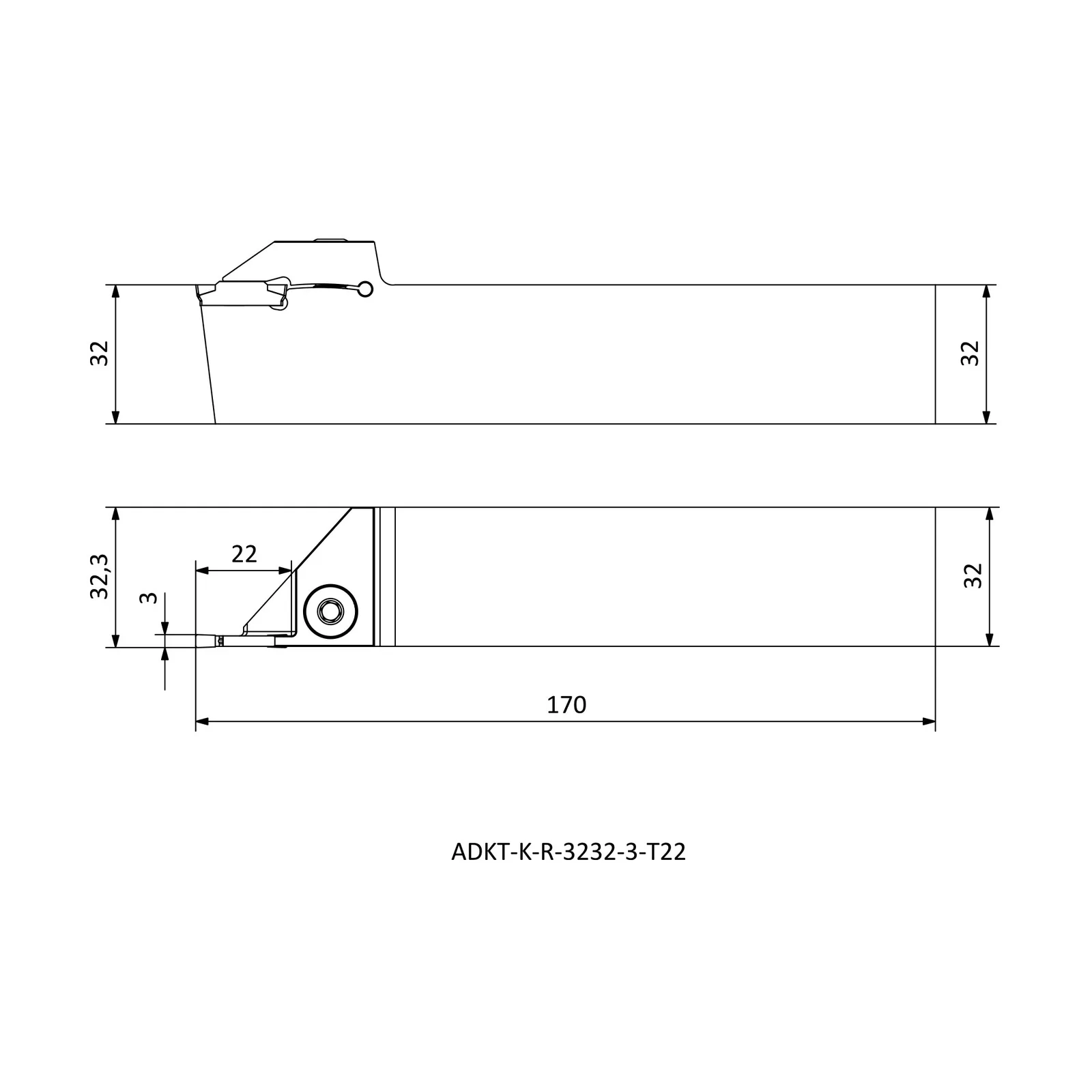ADKT-K-R-3232-3-T22 &mdash; dimensioned drawing