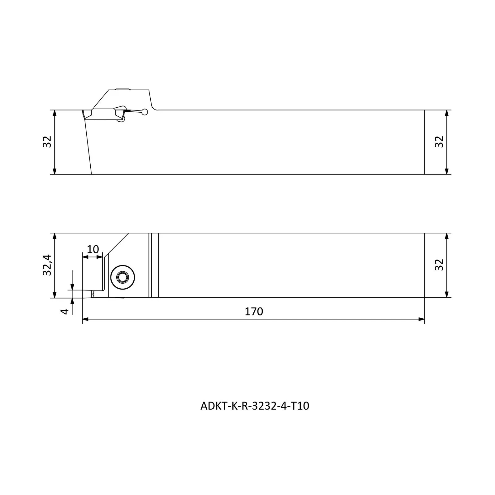 ADKT-K-R-3232-4-T10 &mdash; dimensioned drawing