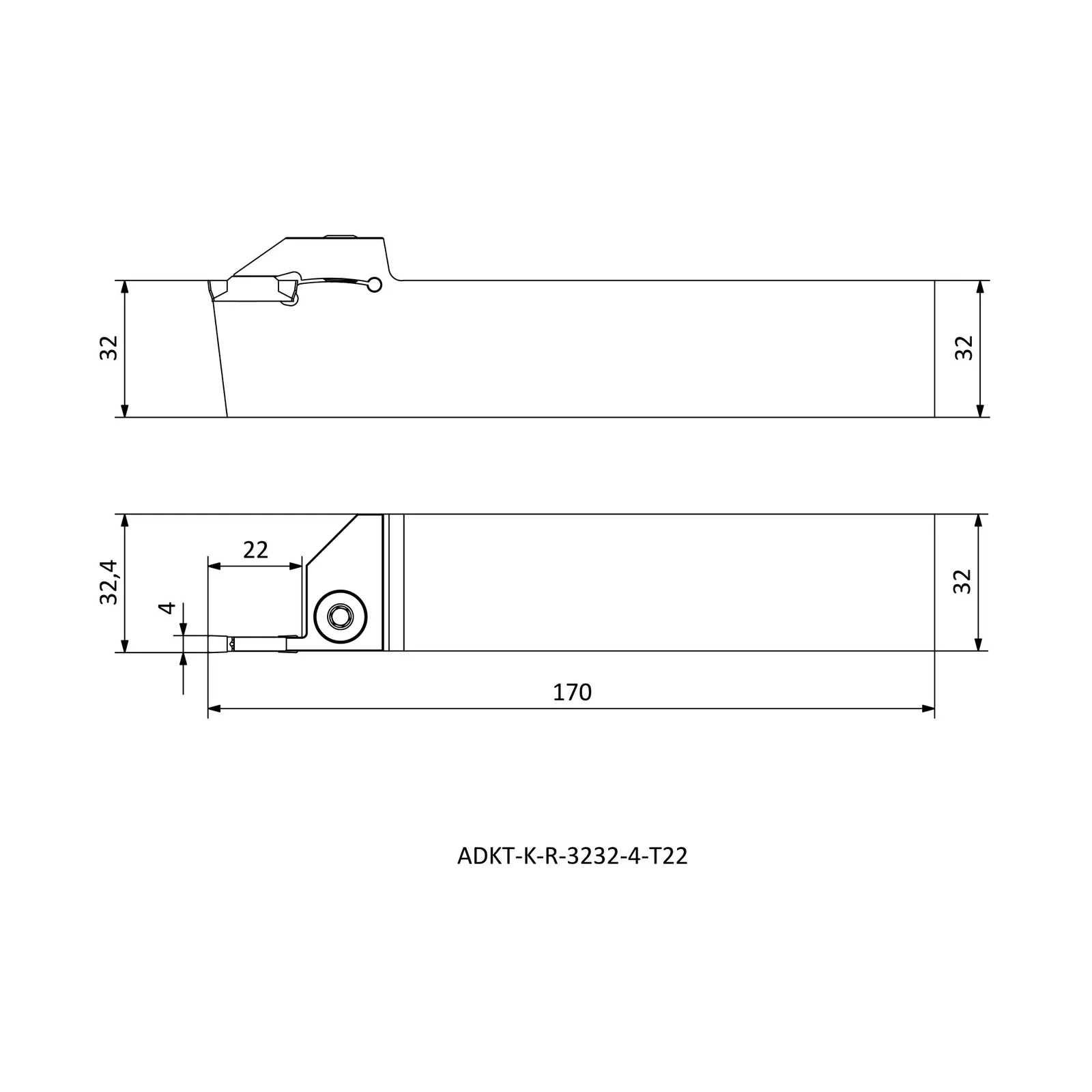 ADKT-K-R-3232-4-T22 &mdash; dimensioned drawing
