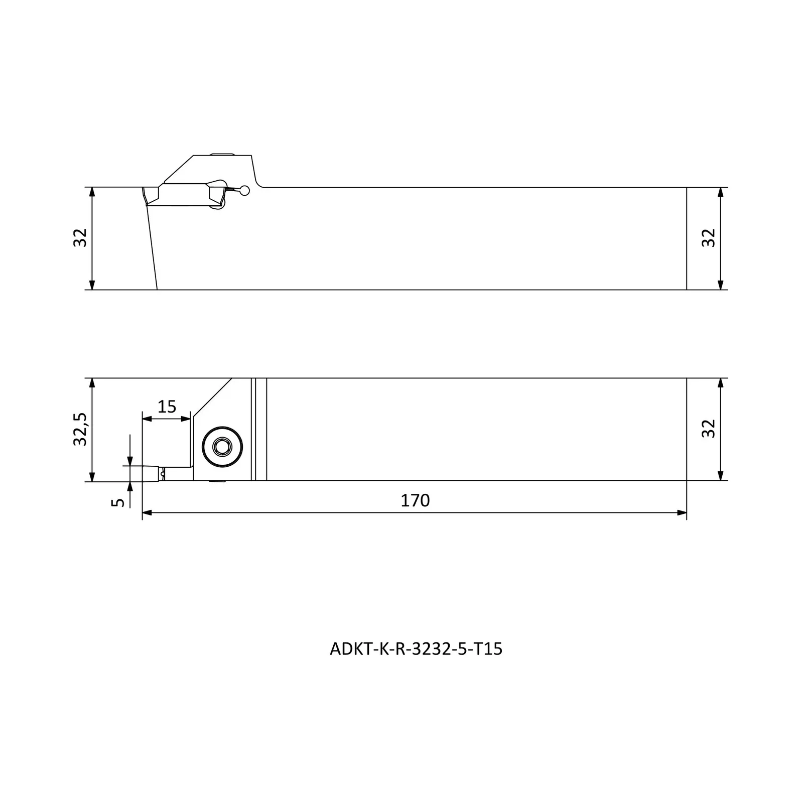 ADKT-K-R-3232-5-T15 &mdash; dimensioned drawing