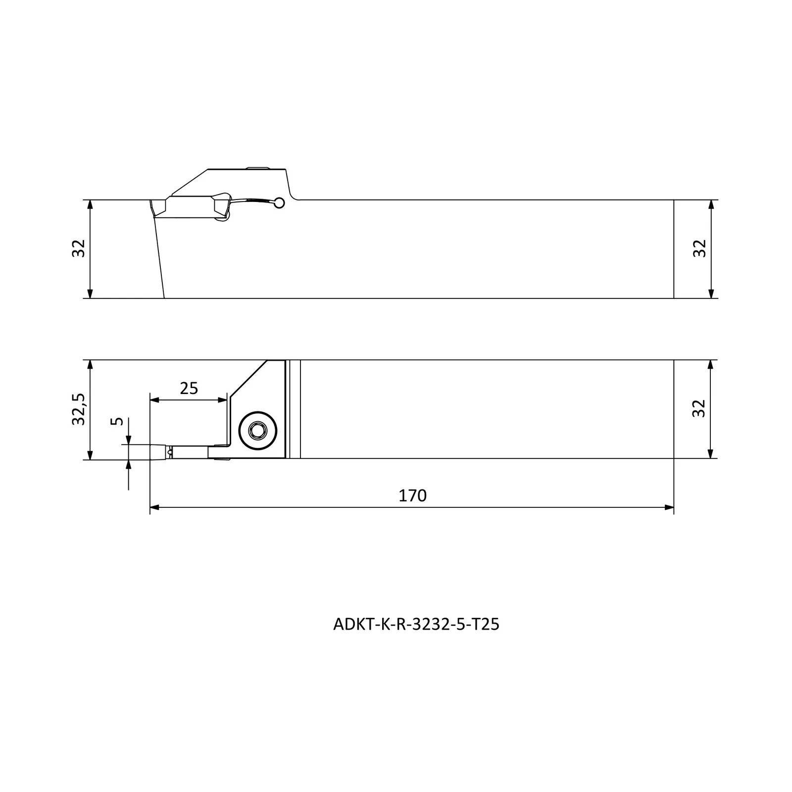 ADKT-K-R-3232-5-T25 &mdash; dimensioned drawing
