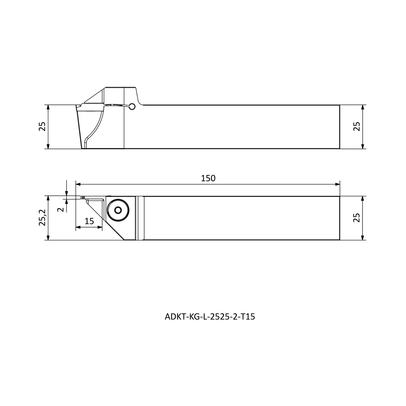 ADKT-KG-L-2525-2-T15 &mdash; dimensioned drawing