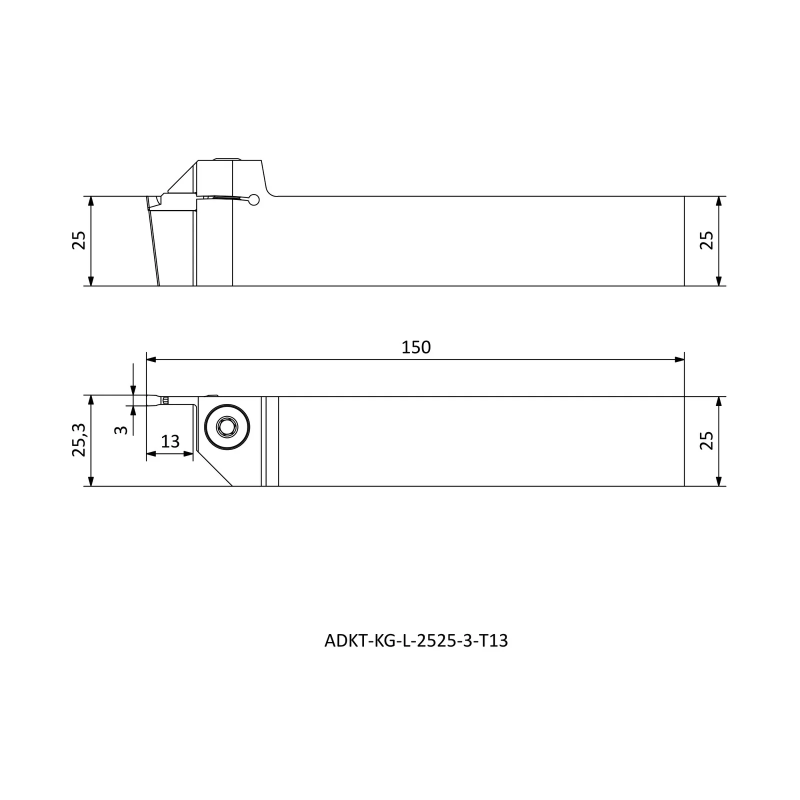ADKT-KG-L-2525-3-T13 &mdash; dimensioned drawing