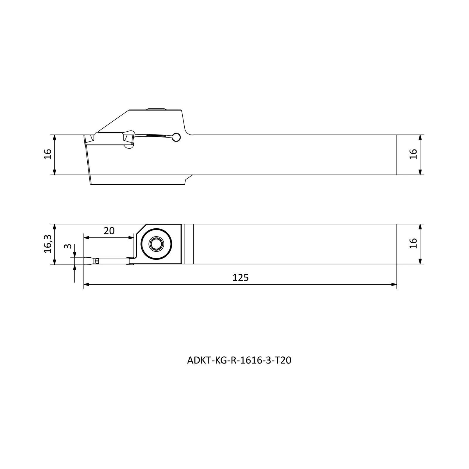 ADKT-KG-R-1616-3-T20 &mdash; dimensioned drawing