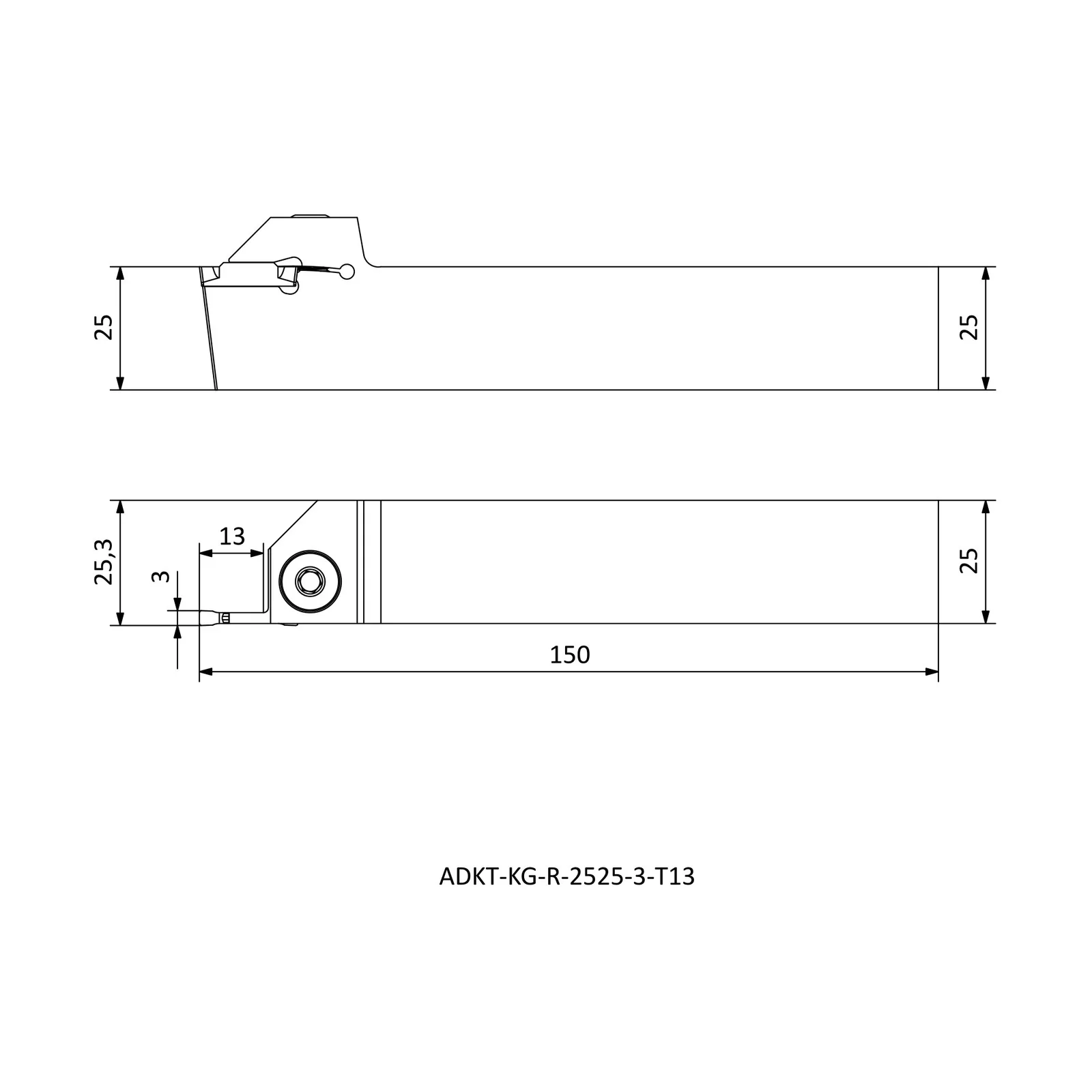 ADKT-KG-R-2525-3-T13 &mdash; dimensioned drawing