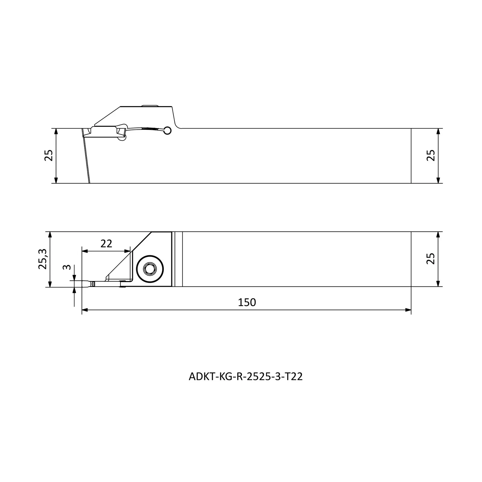 ADKT-KG-R-2525-3-T22 &mdash; dimensioned drawing