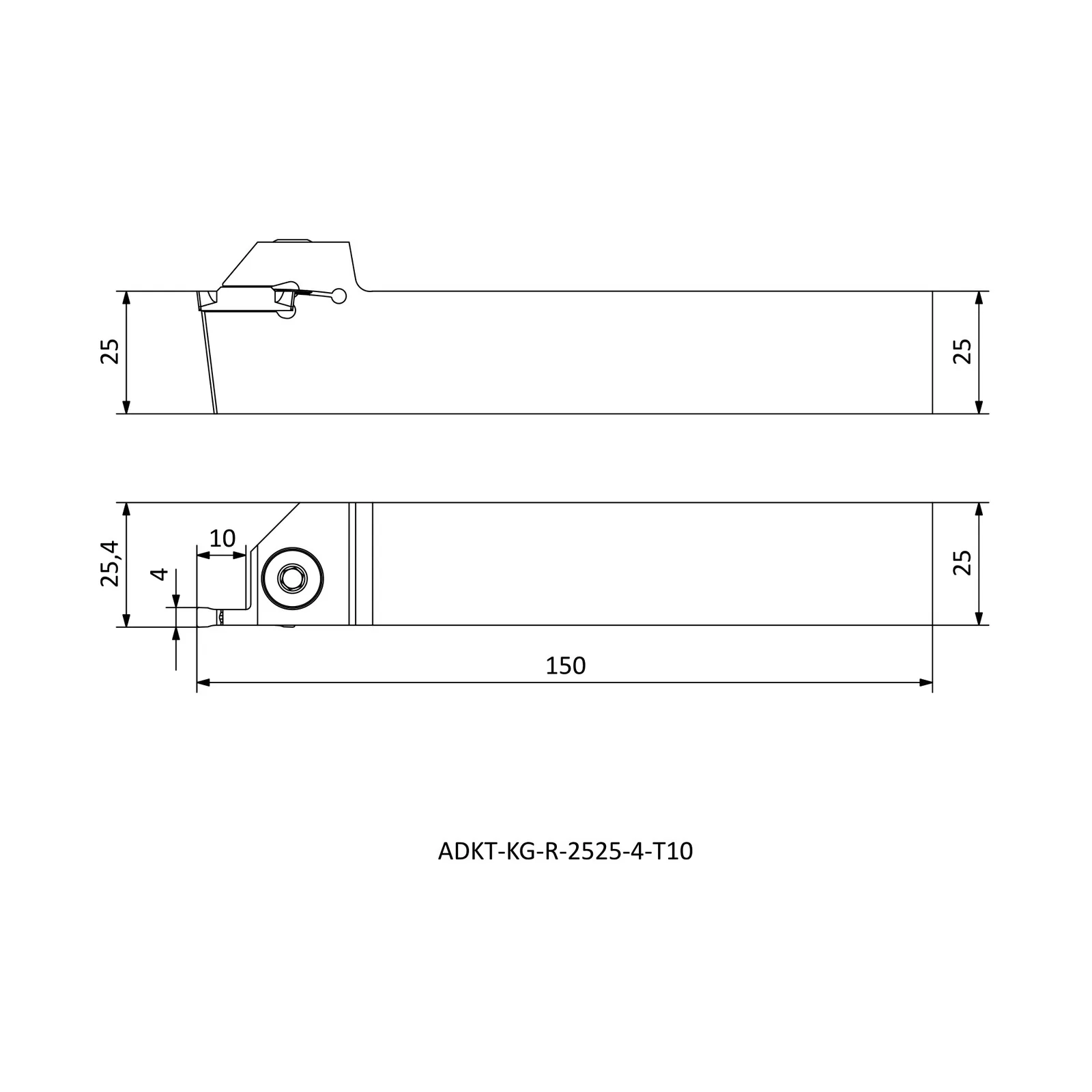 ADKT-KG-R-2525-4-T10 &mdash; dimensioned drawing