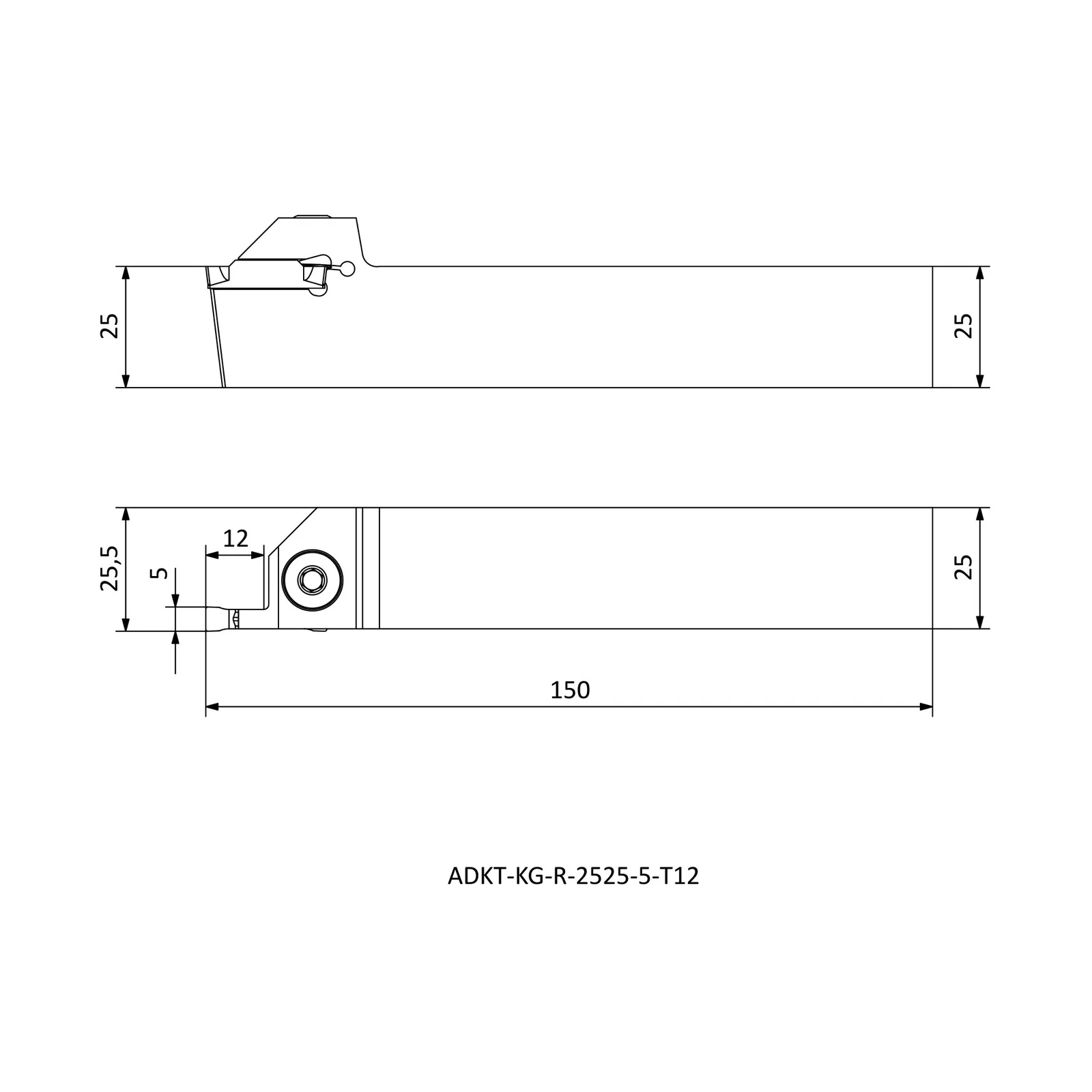 ADKT-KG-R-2525-5-T12 &mdash; dimensioned drawing