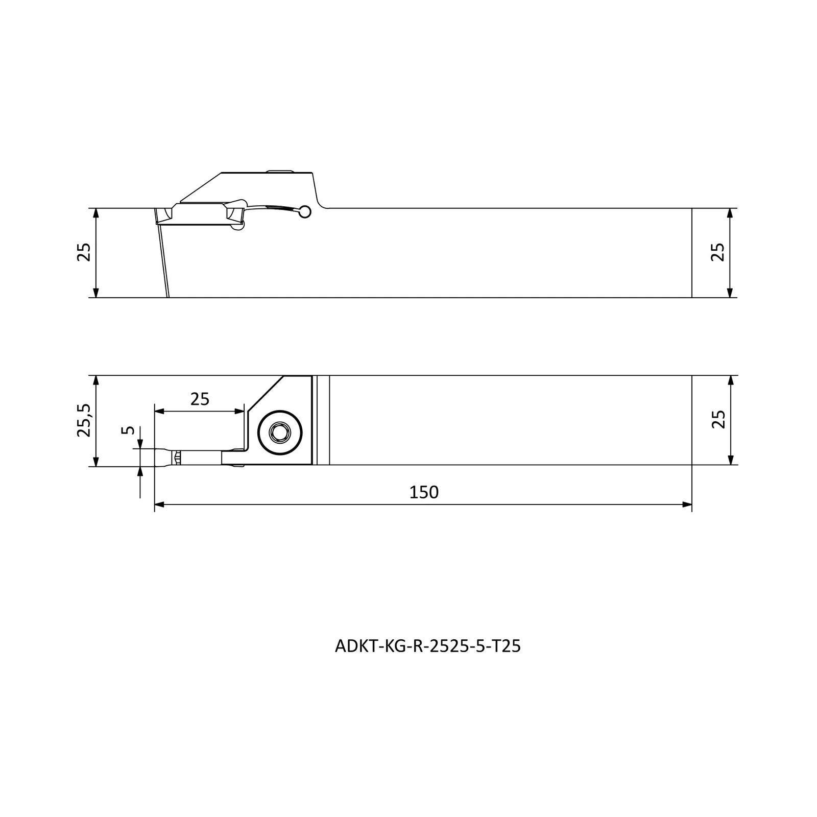 ADKT-KG-R-2525-5-T25 &mdash; dimensioned drawing
