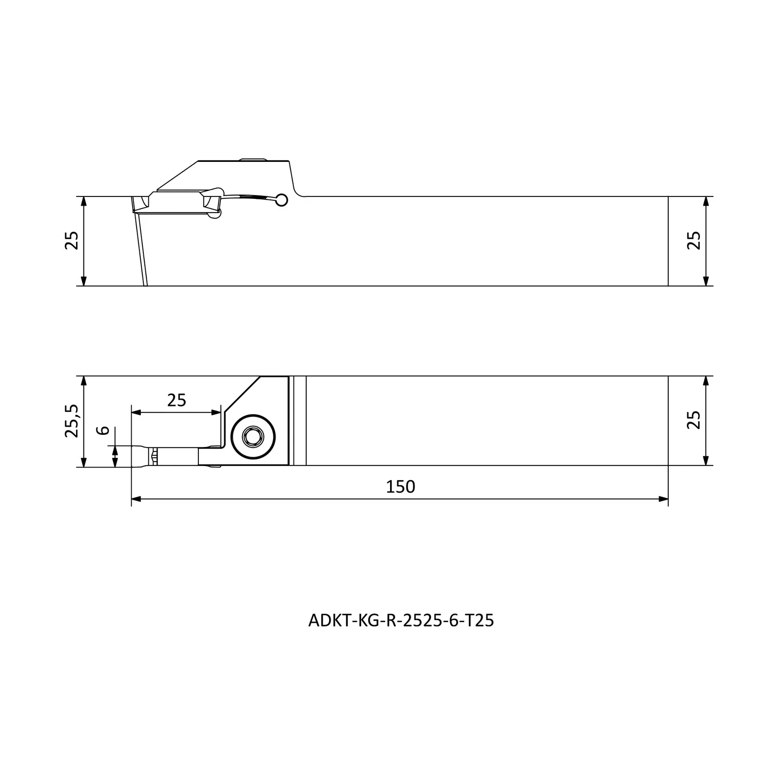 ADKT-KG-R-2525-6-T25 &mdash; dimensioned drawing