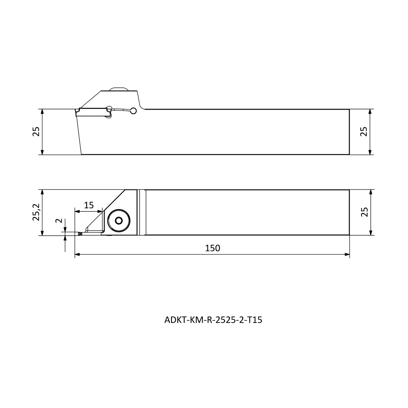 ADKT-KM-R-2525-2-T15 &mdash; dimensioned drawing