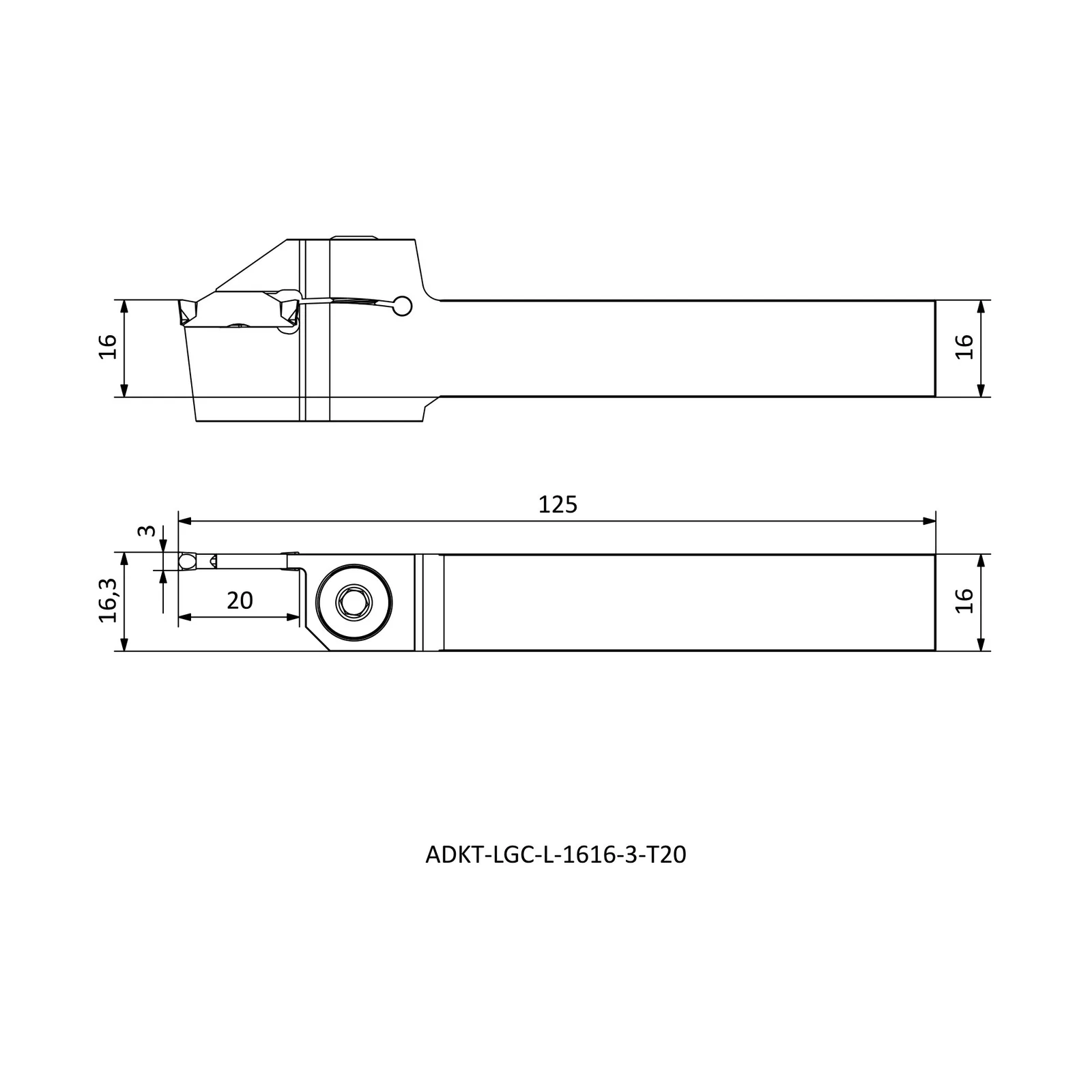 ADKT-LGC-L-1616-3-T20 &mdash; dimensioned drawing