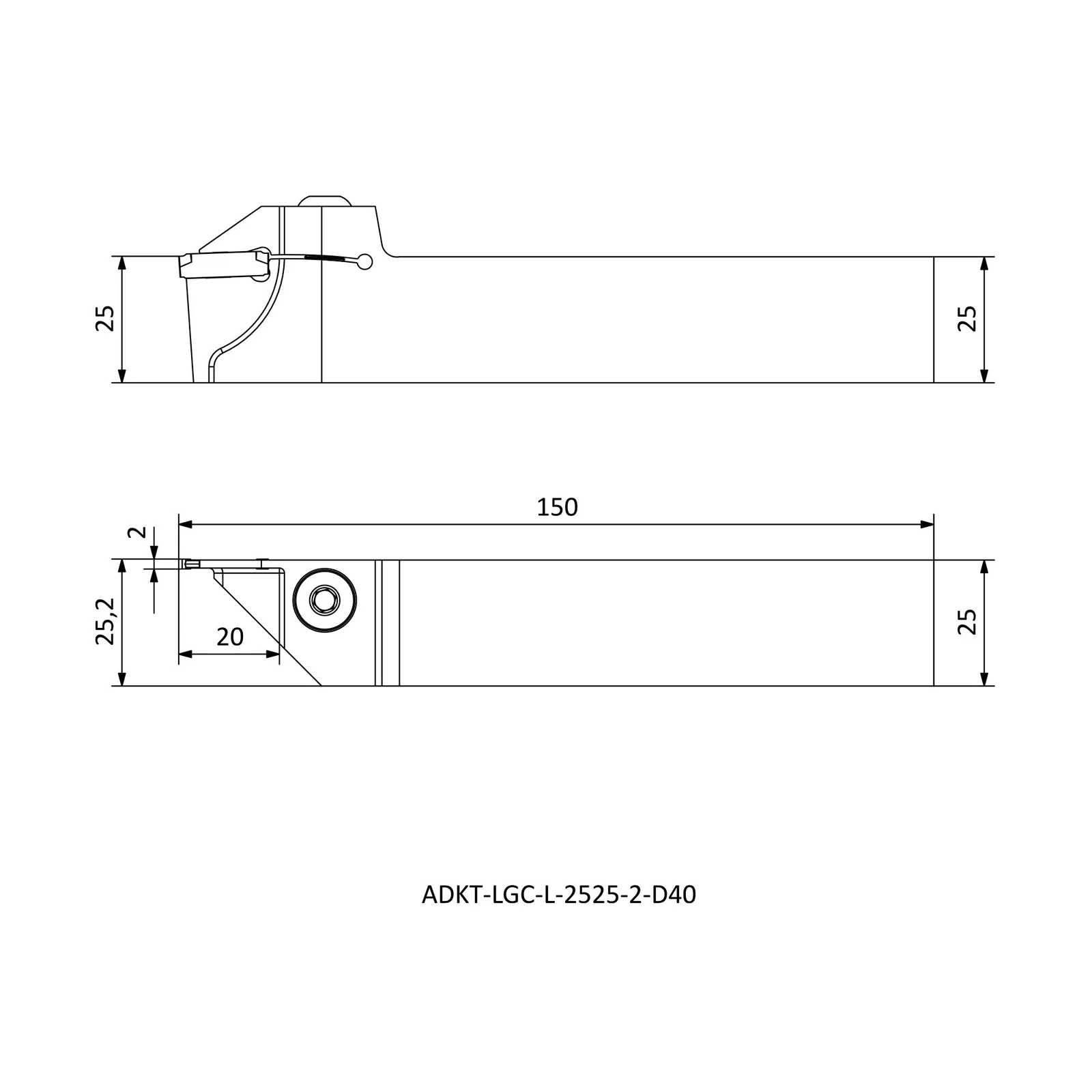 ADKT-LGC-L-2525-2-D40 &mdash; dimensioned drawing