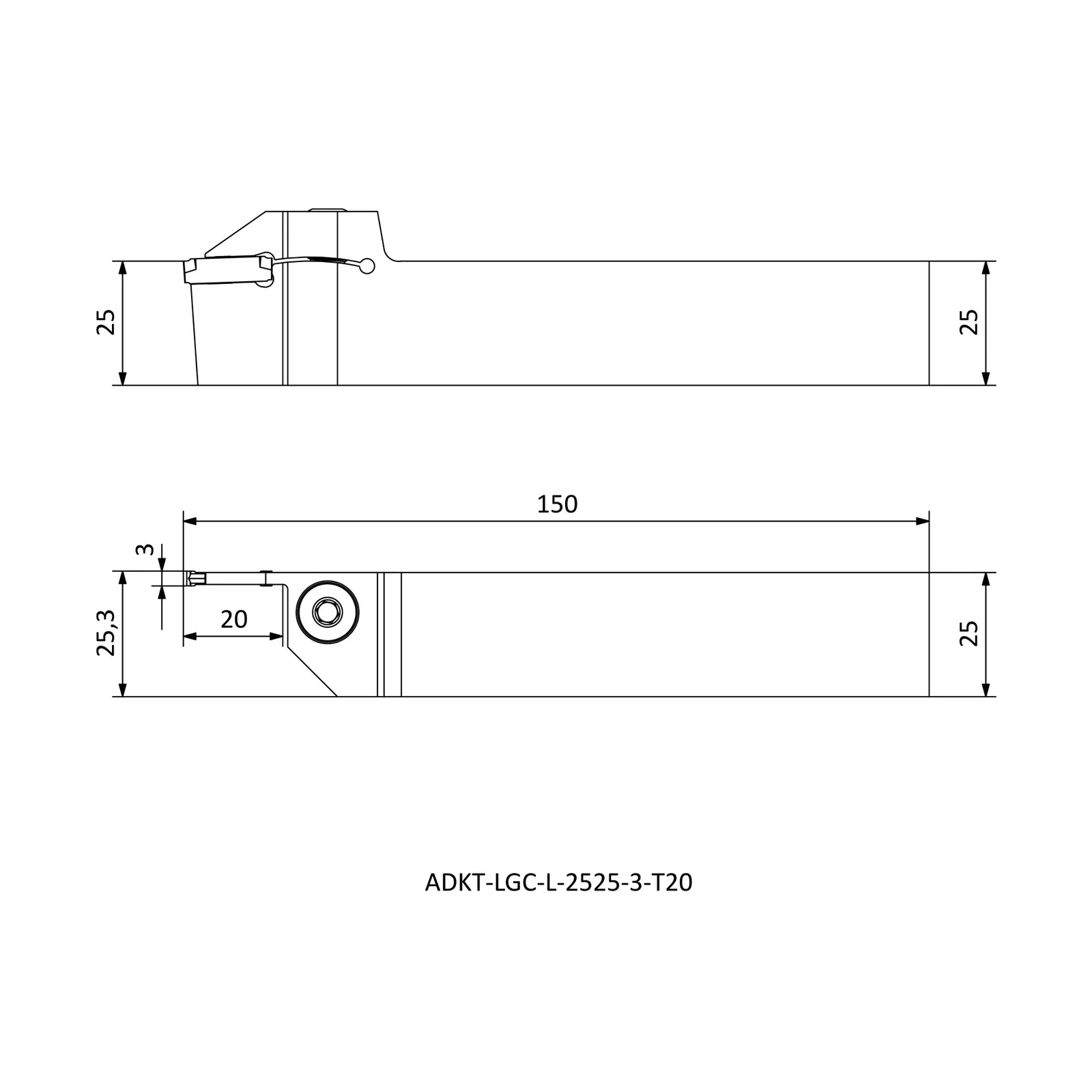 ADKT-LGC-L-2525-3-T20 &mdash; dimensioned drawing