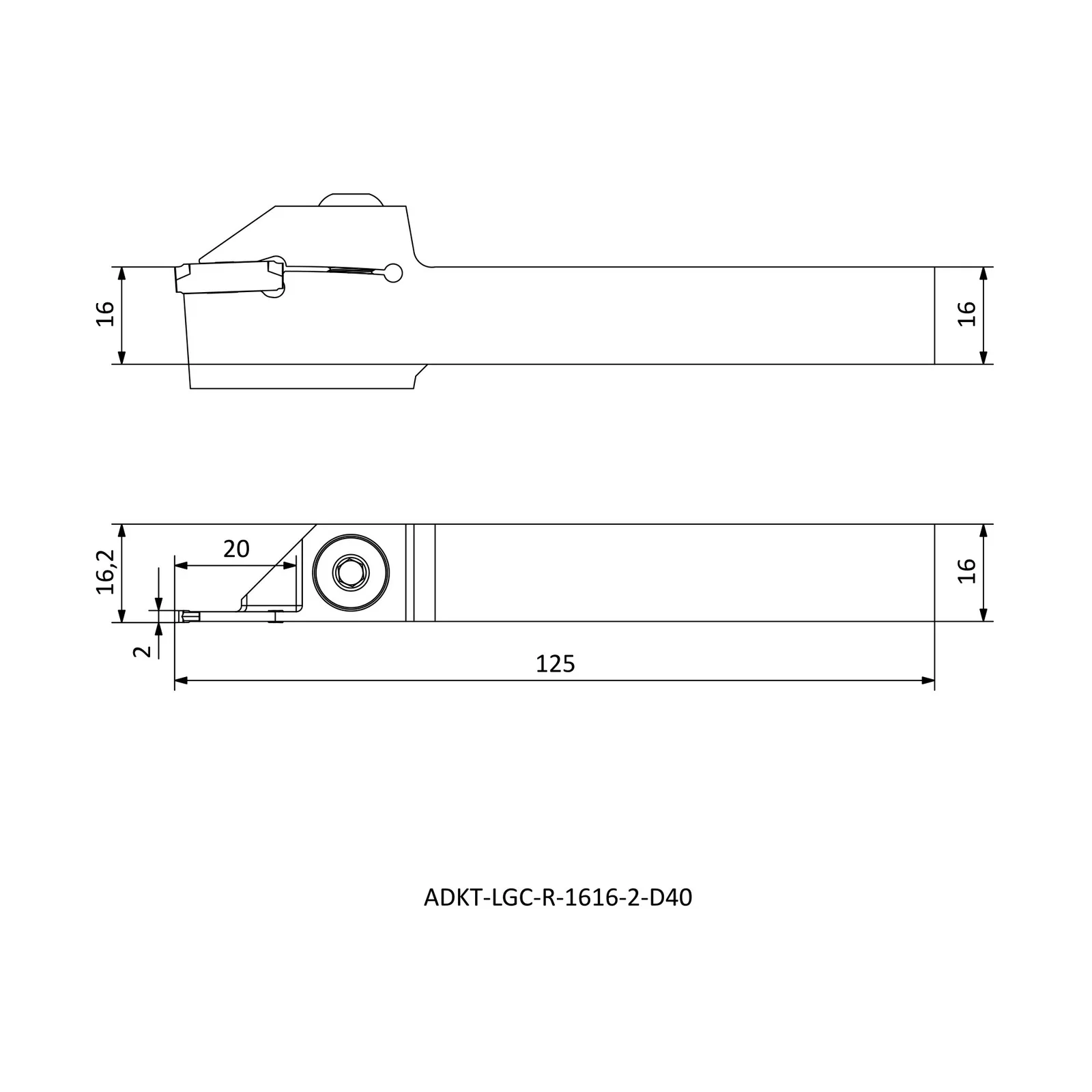 ADKT-LGC-R-1616-2-D40 &mdash; dimensioned drawing