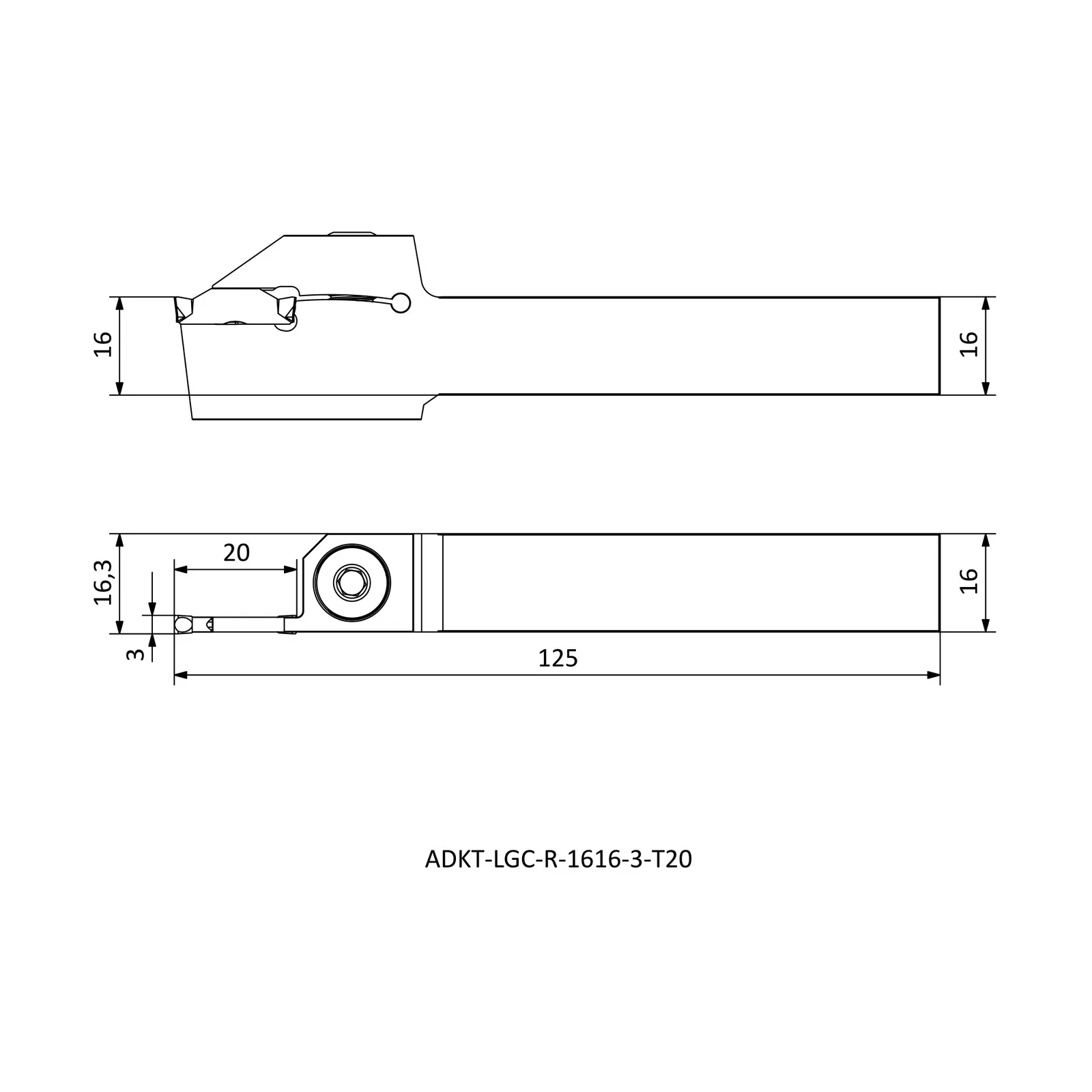 ADKT-LGC-R-1616-3-T20 &mdash; dimensioned drawing