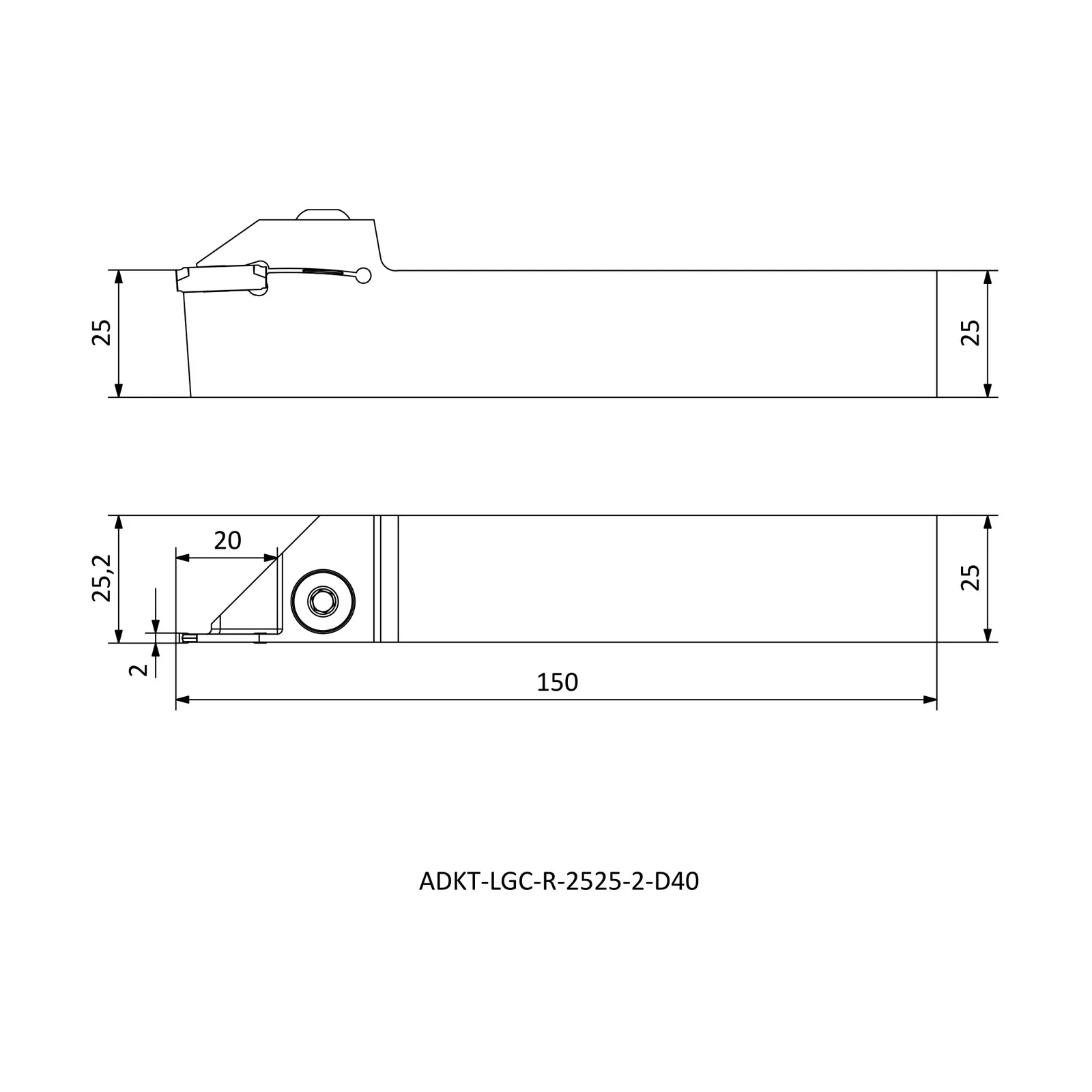ADKT-LGC-R-2525-2-D40 &mdash; dimensioned drawing
