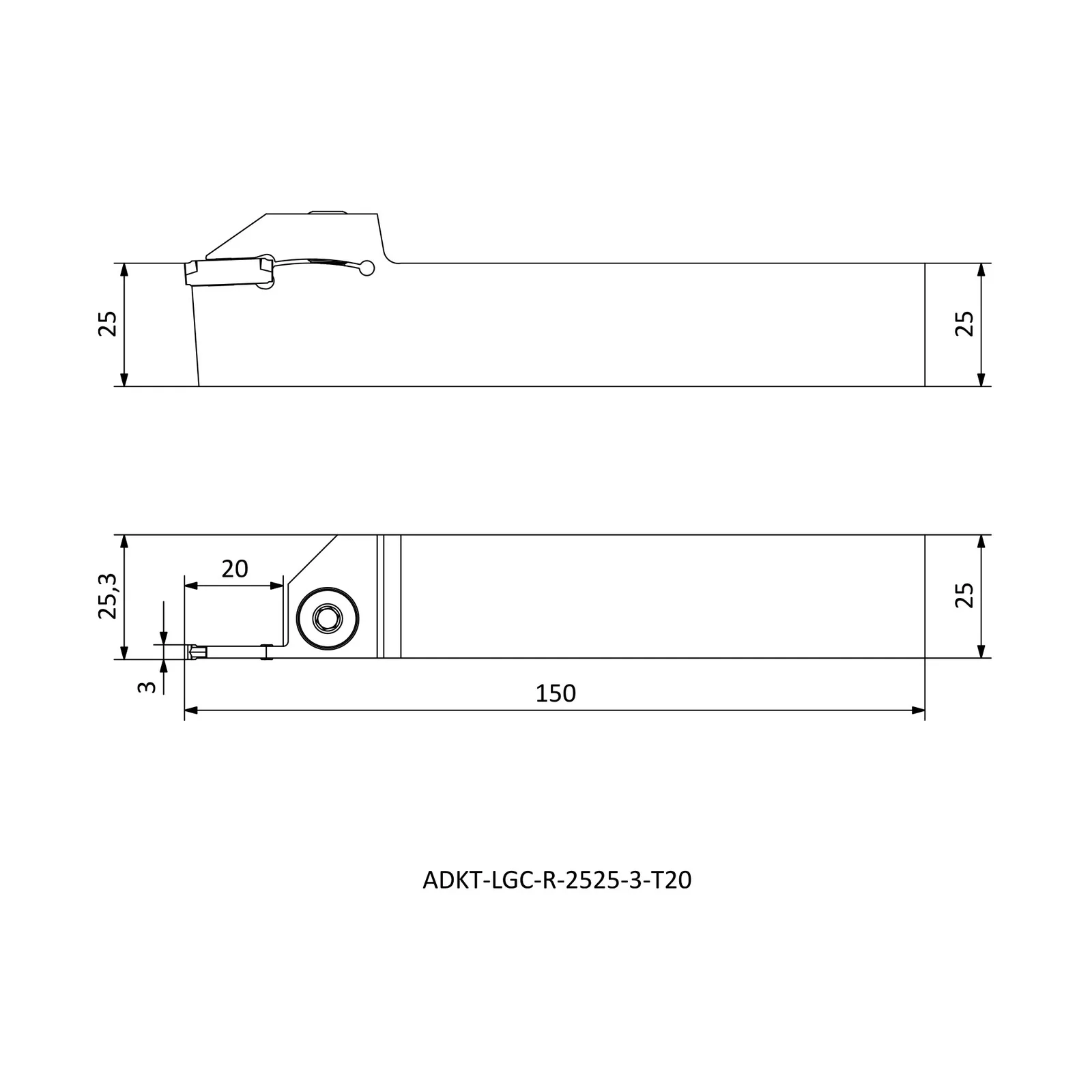 ADKT-LGC-R-2525-3-T20 &mdash; dimensioned drawing