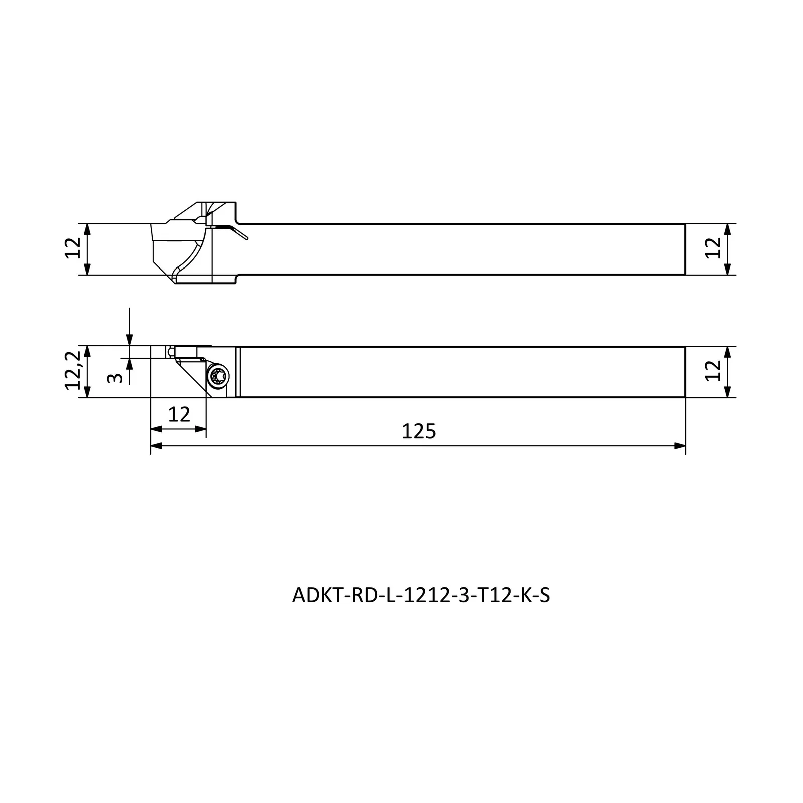 ADKT-RD-L-1212-3-T12-K-S &mdash; dimensioned drawing