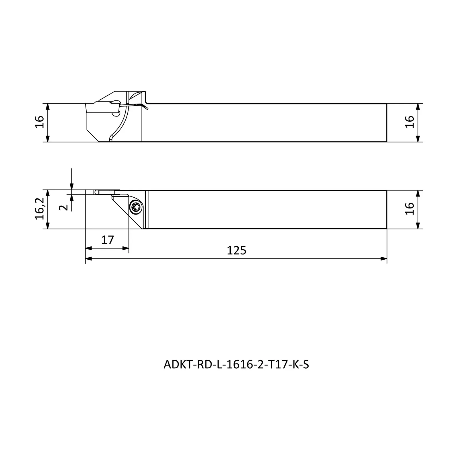 ADKT-RD-L-1616-2-T17-K-S &mdash; dimensioned drawing