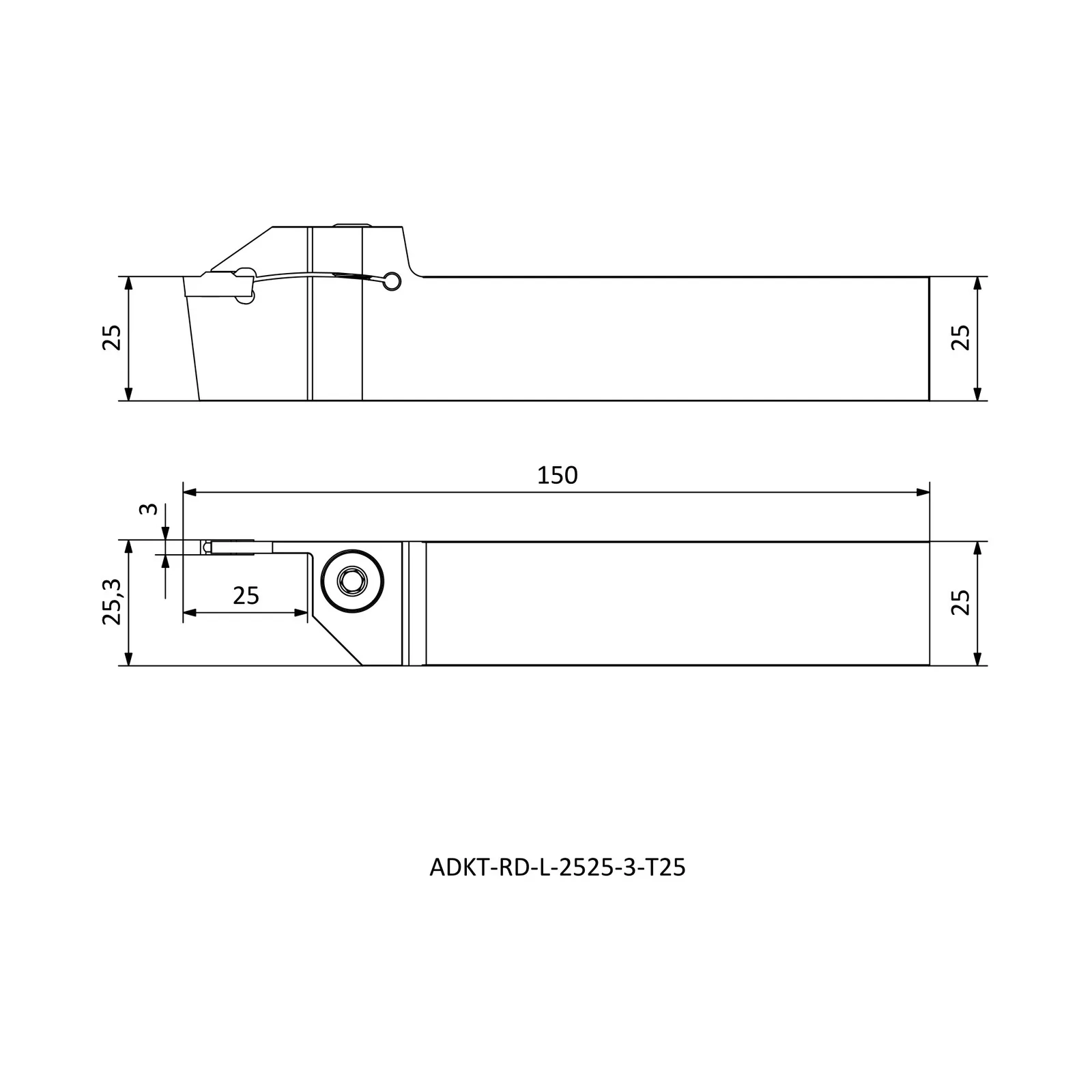 ADKT-RD-L-2525-3-T25 &mdash; dimensioned drawing
