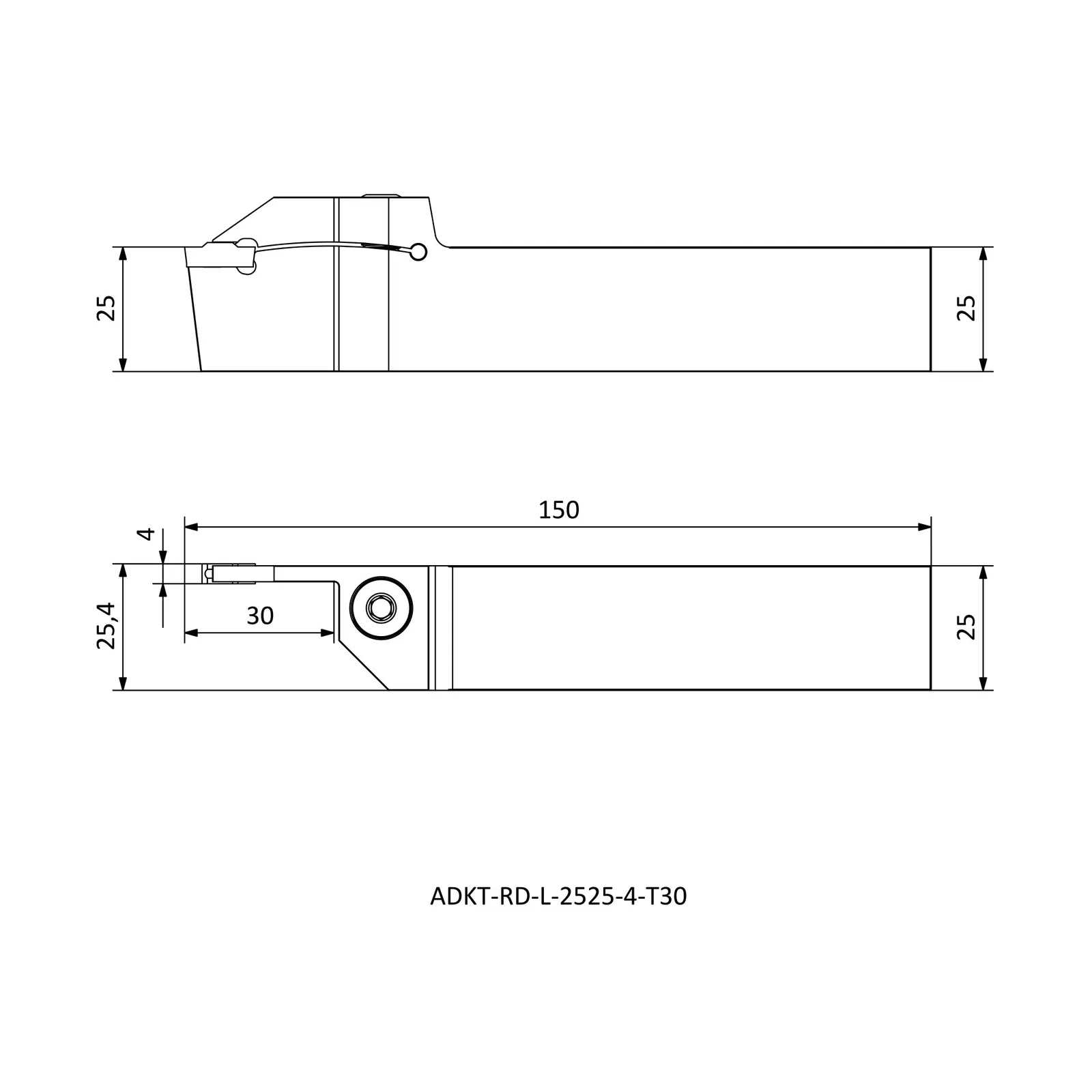 ADKT-RD-L-2525-4-T30 &mdash; dimensioned drawing