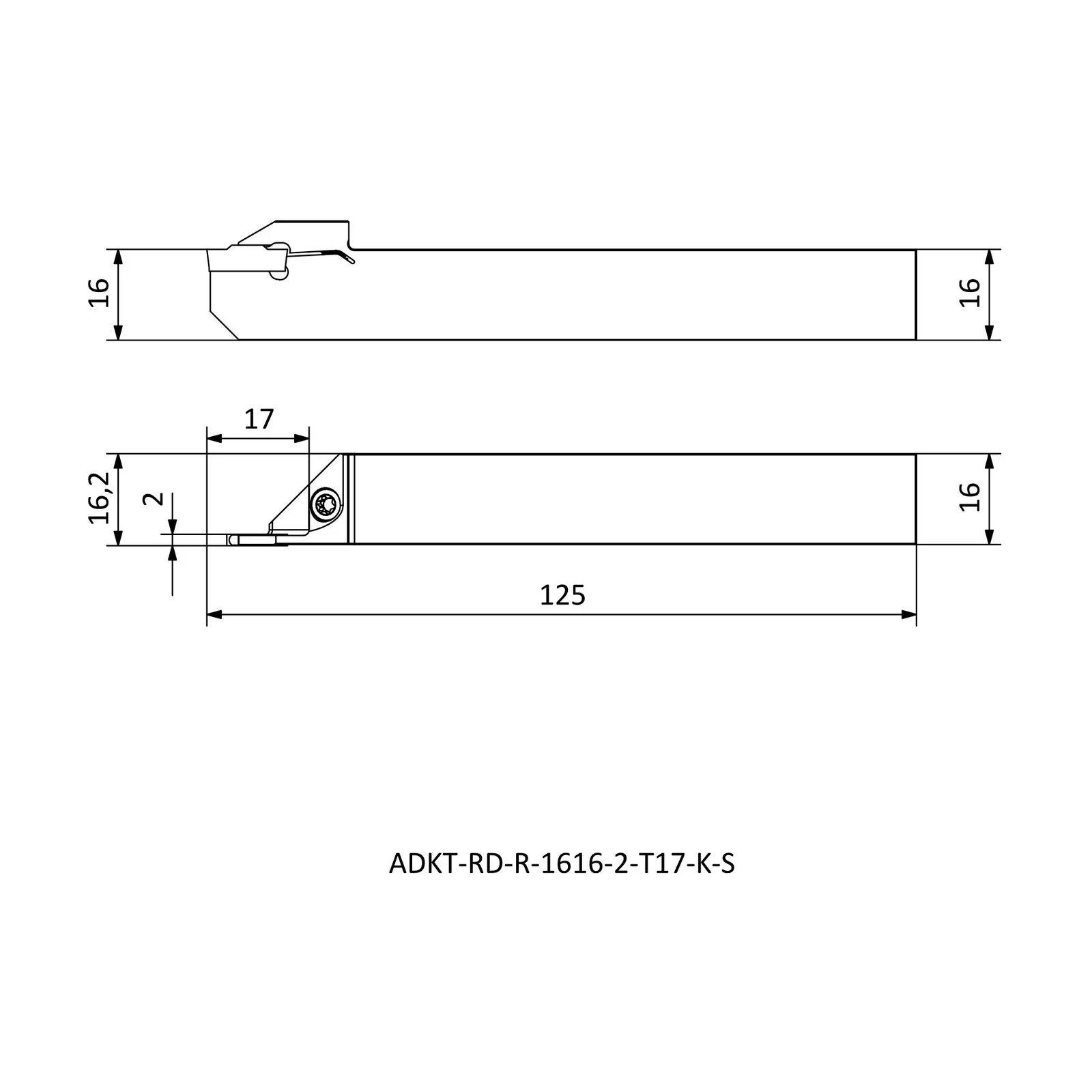 ADKT-RD-R-1616-2-T17-K-S &mdash; dimensioned drawing