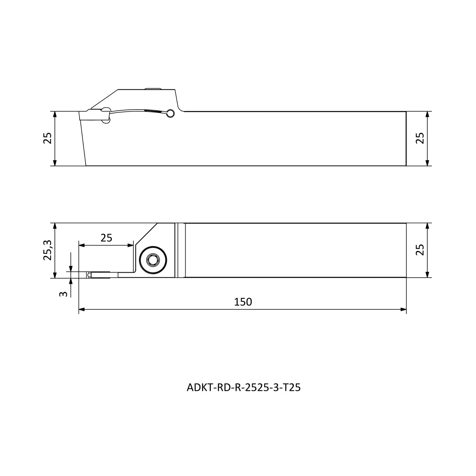ADKT-RD-R-2525-3-T25 &mdash; dimensioned drawing