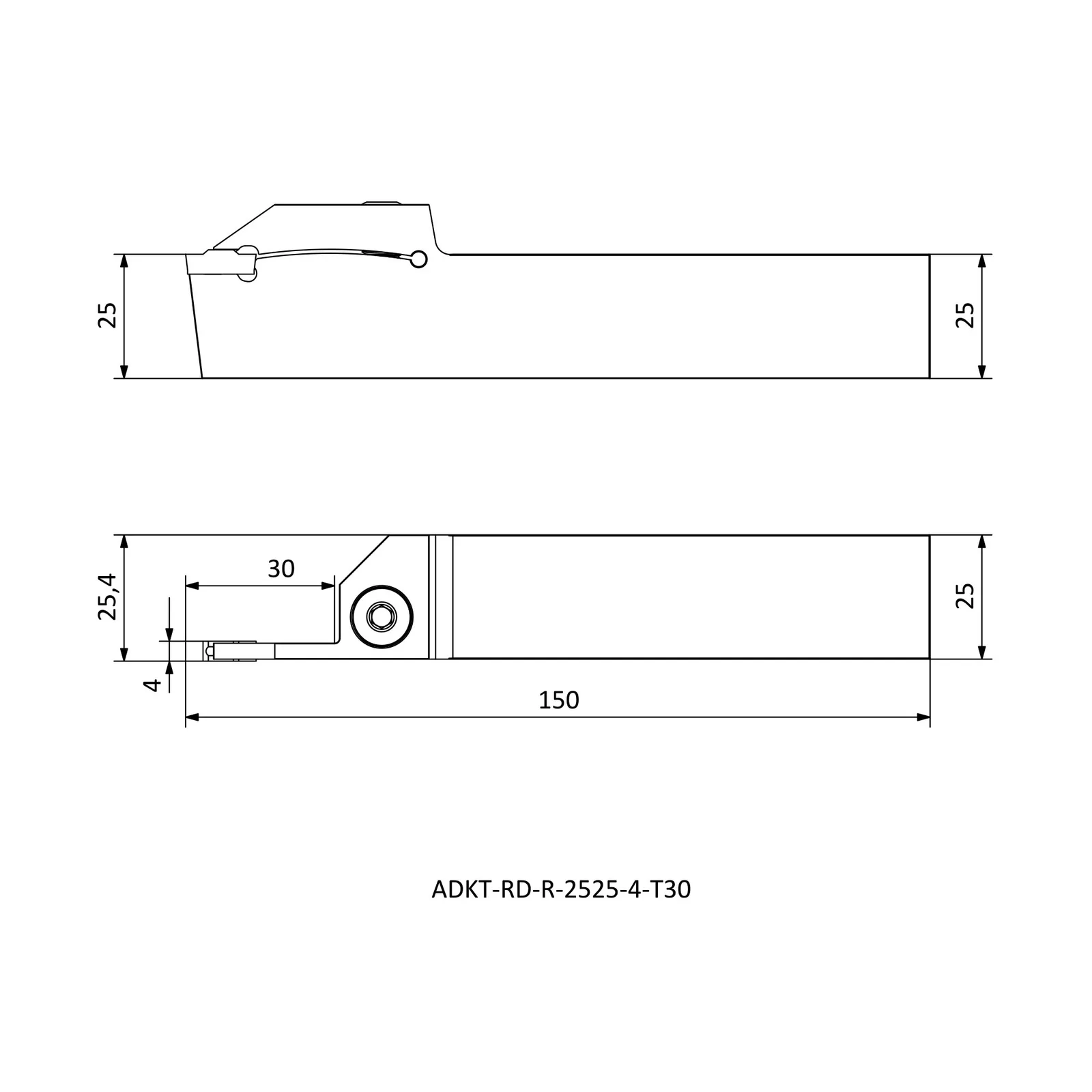 ADKT-RD-R-2525-4-T30 &mdash; dimensioned drawing
