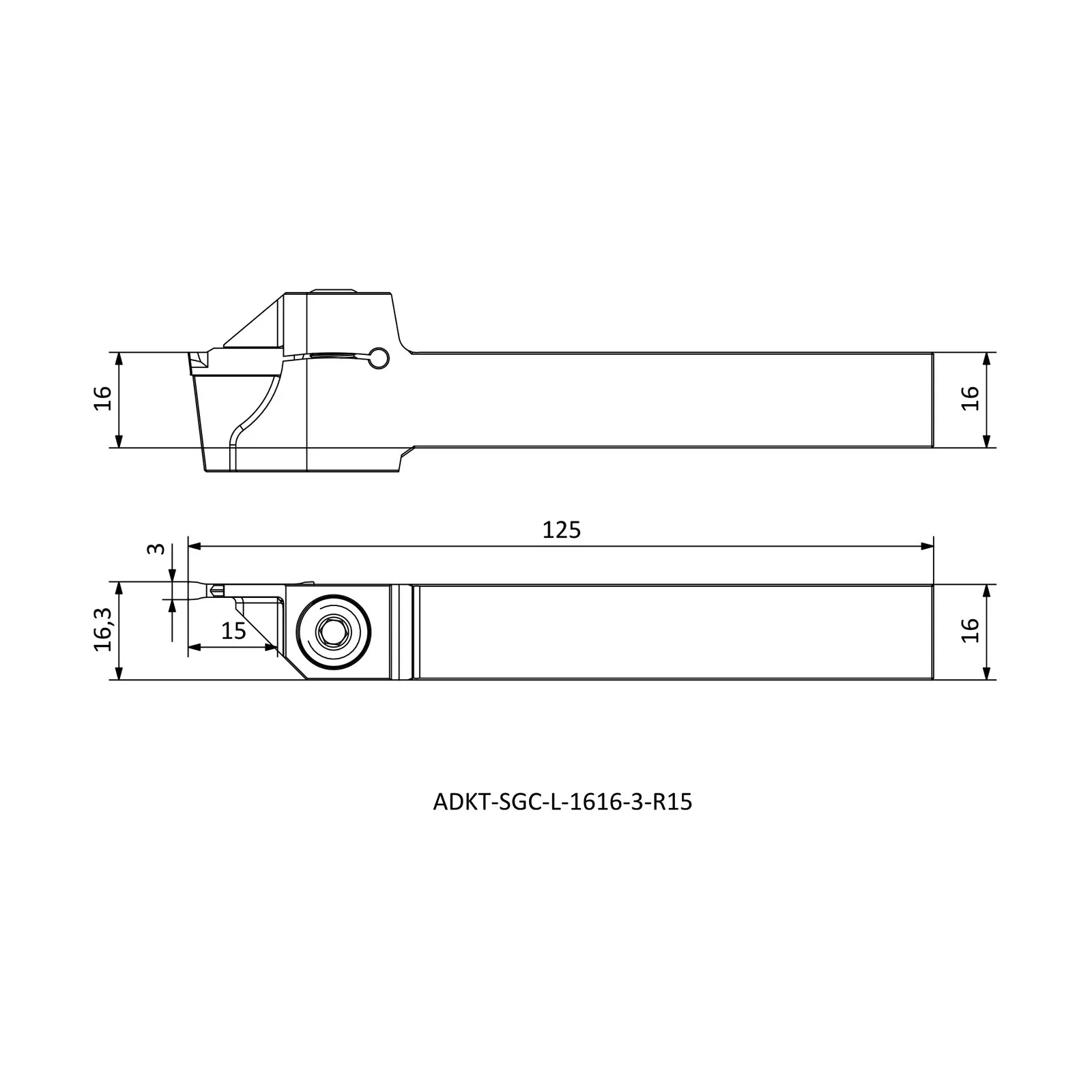 ADKT-SGC-L-1616-3-R15 &mdash; dimensioned drawing