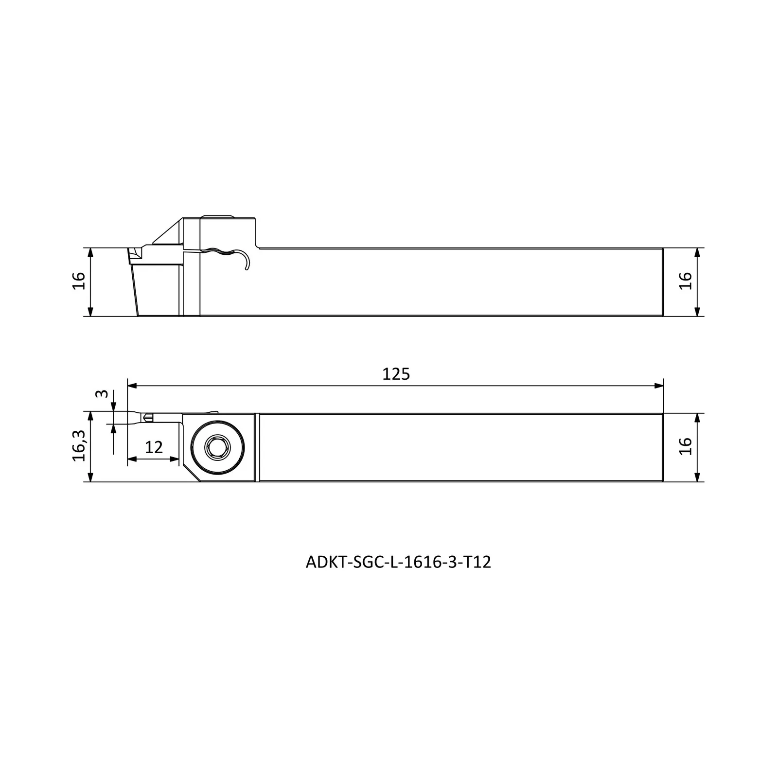 ADKT-SGC-L-1616-3-T12 &mdash; dimensioned drawing