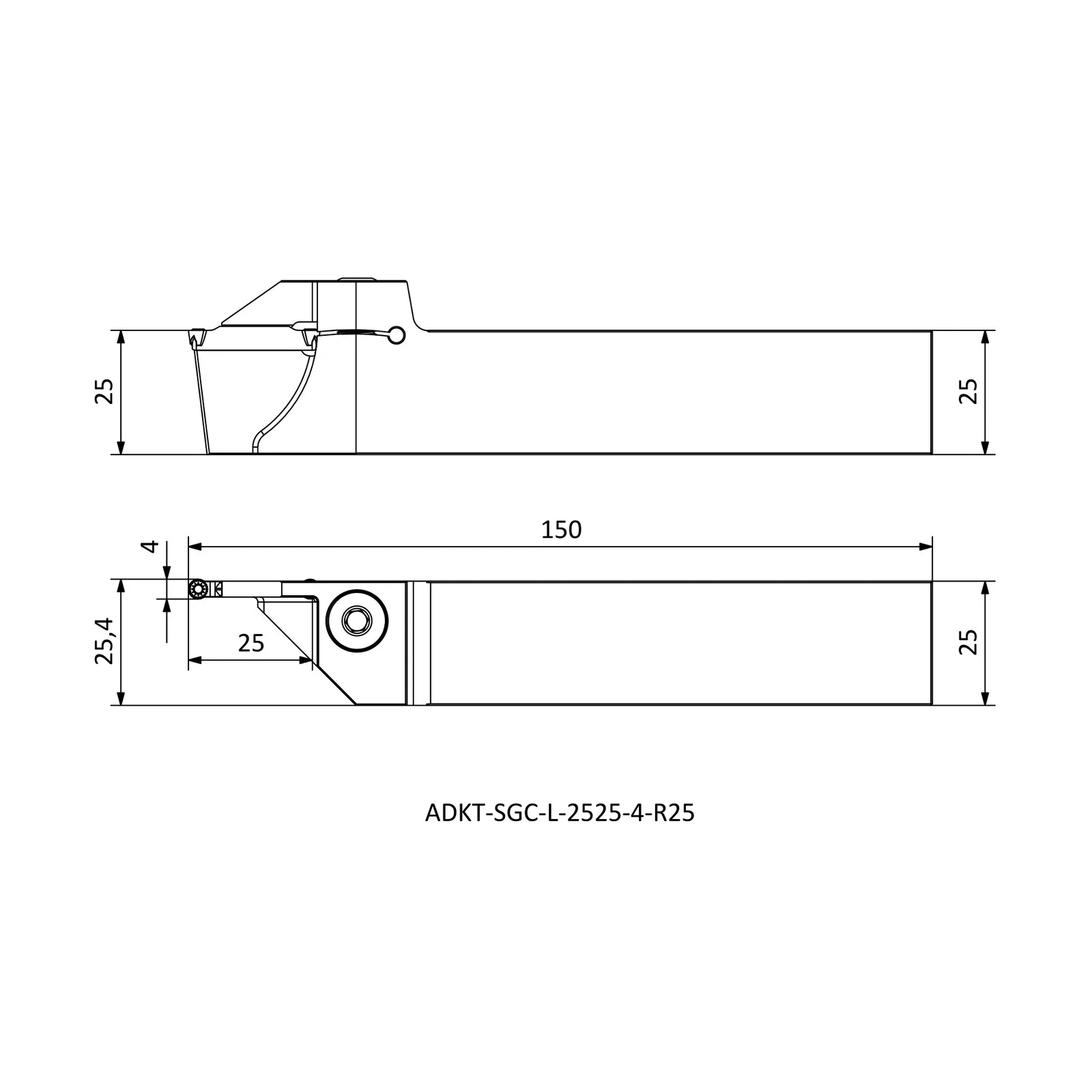 ADKT-SGC-L-2525-4-R25 &mdash; dimensioned drawing