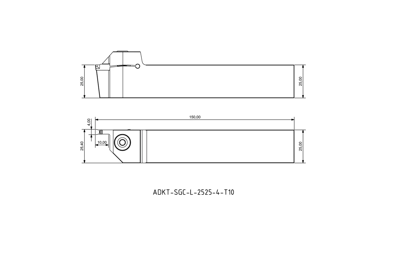 ADKT-SGC-L-2525-4-T10 &mdash; dimensioned drawing