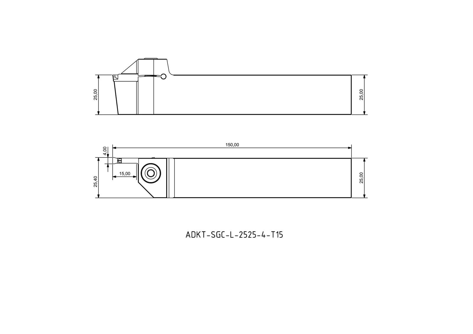 ADKT-SGC-L-2525-4-T15 &mdash; dimensioned drawing
