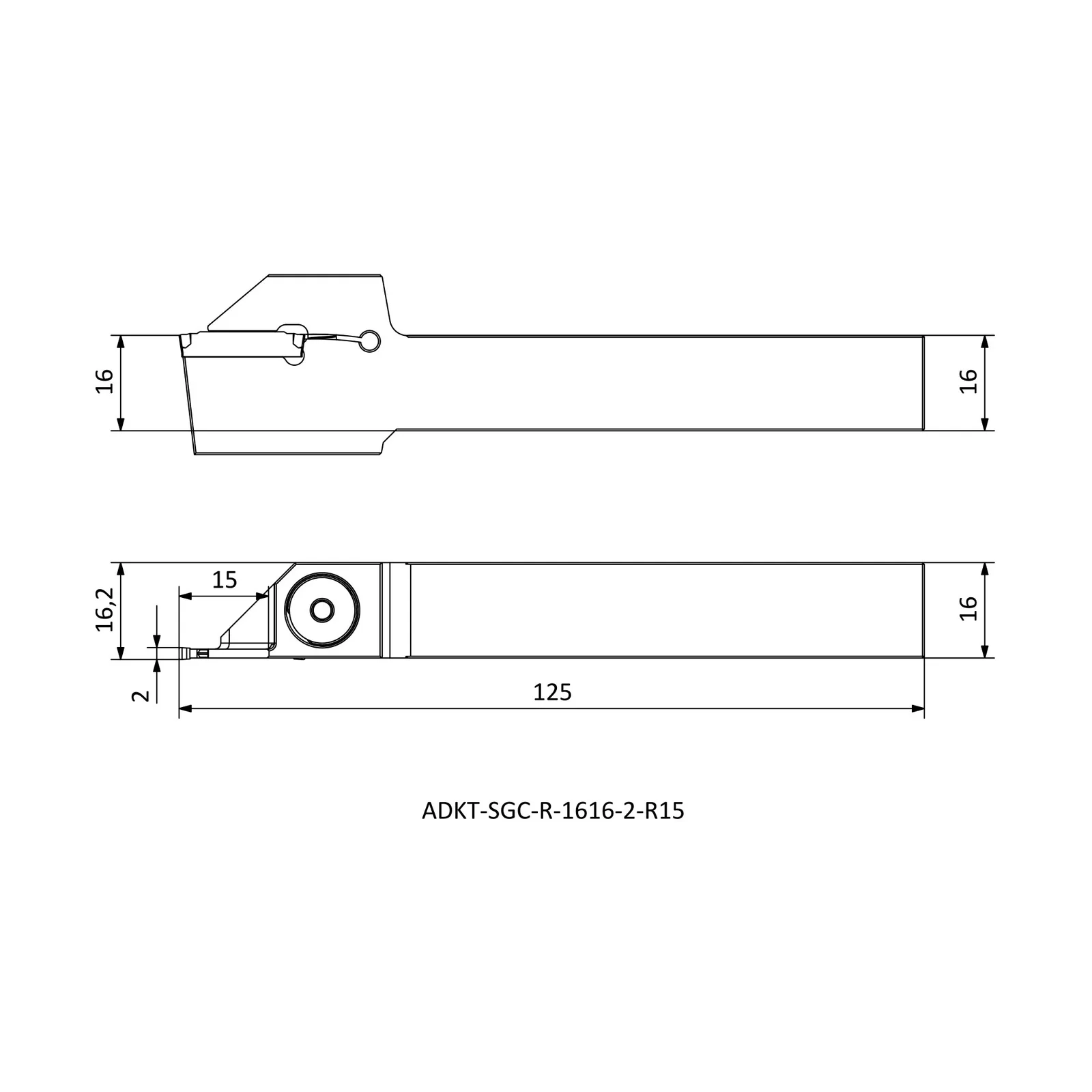 ADKT-SGC-R-1616-2-R15 &mdash; dimensioned drawing