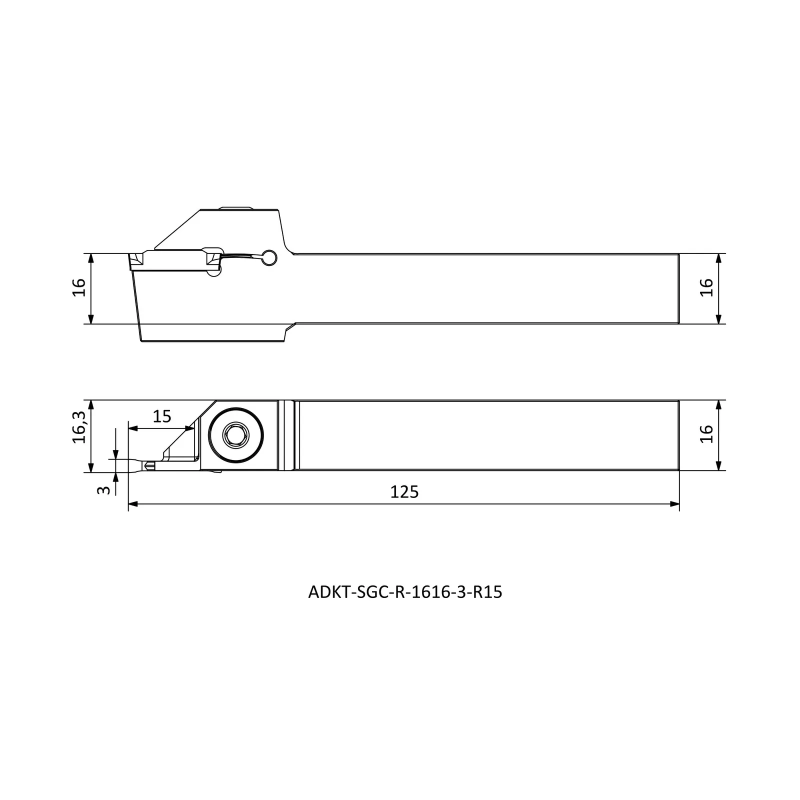 ADKT-SGC-R-1616-3-R15 &mdash; dimensioned drawing