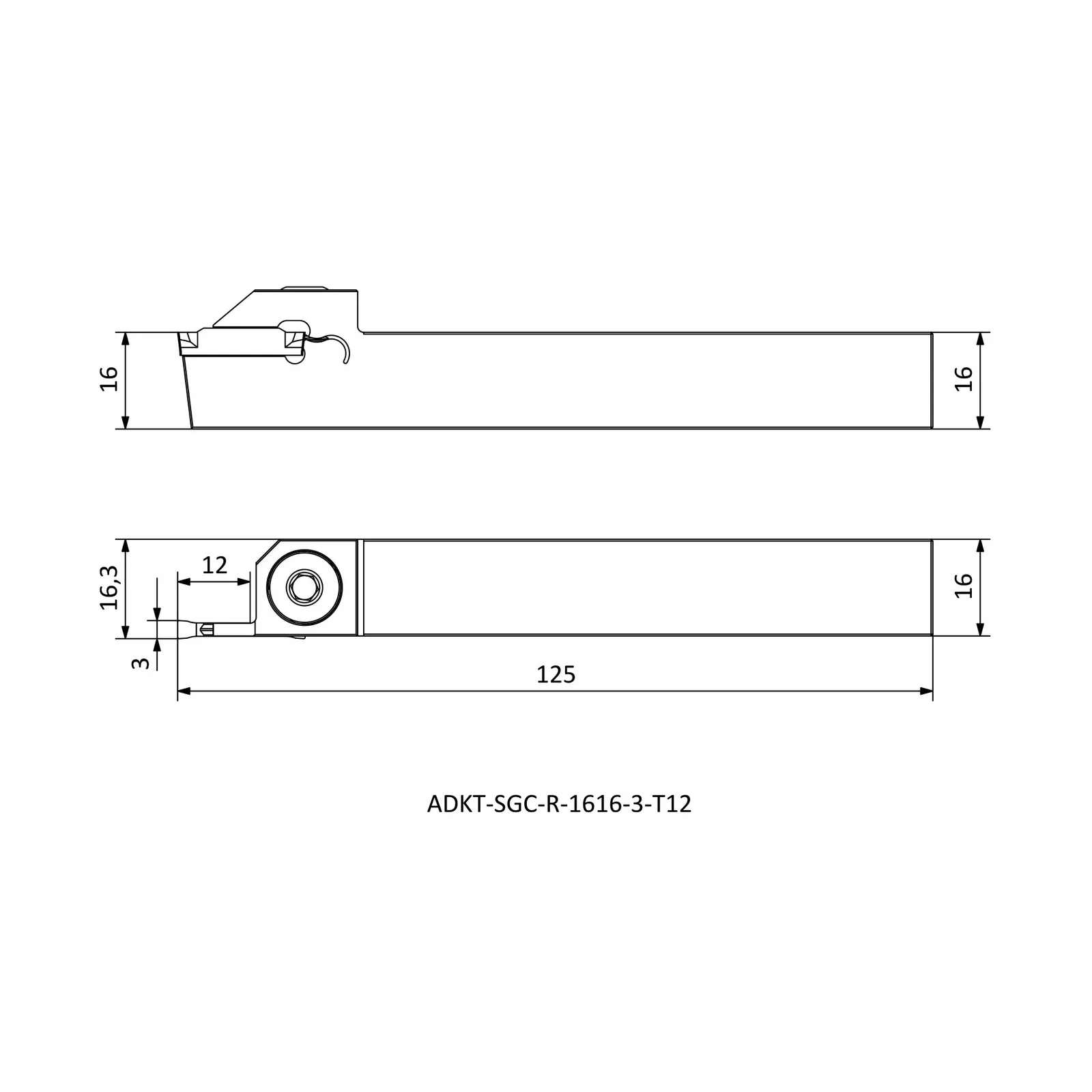 ADKT-SGC-R-1616-3-T12 &mdash; dimensioned drawing