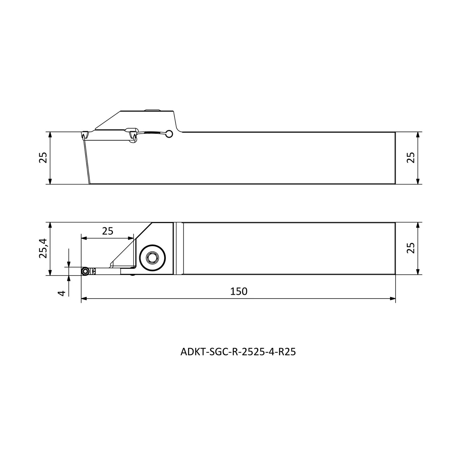 ADKT-SGC-R-2525-4-R25 &mdash; dimensioned drawing