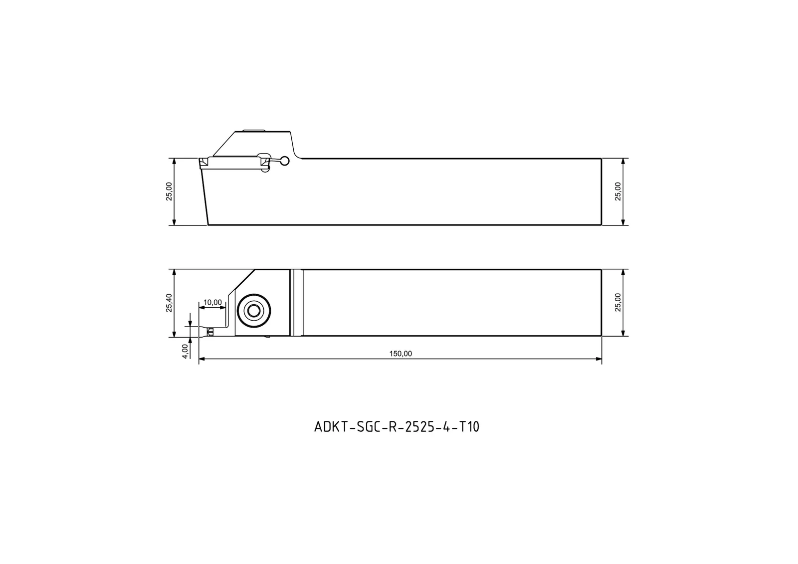 ADKT-SGC-R-2525-4-T10 &mdash; dimensioned drawing