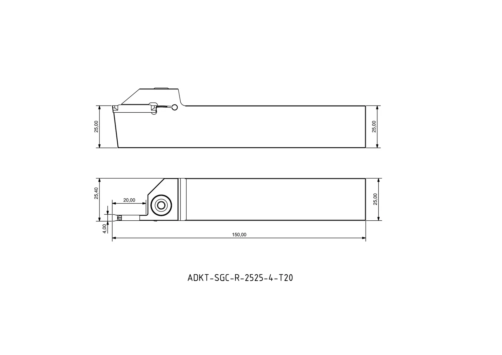 ADKT-SGC-R-2525-4-T20 &mdash; dimensioned drawing