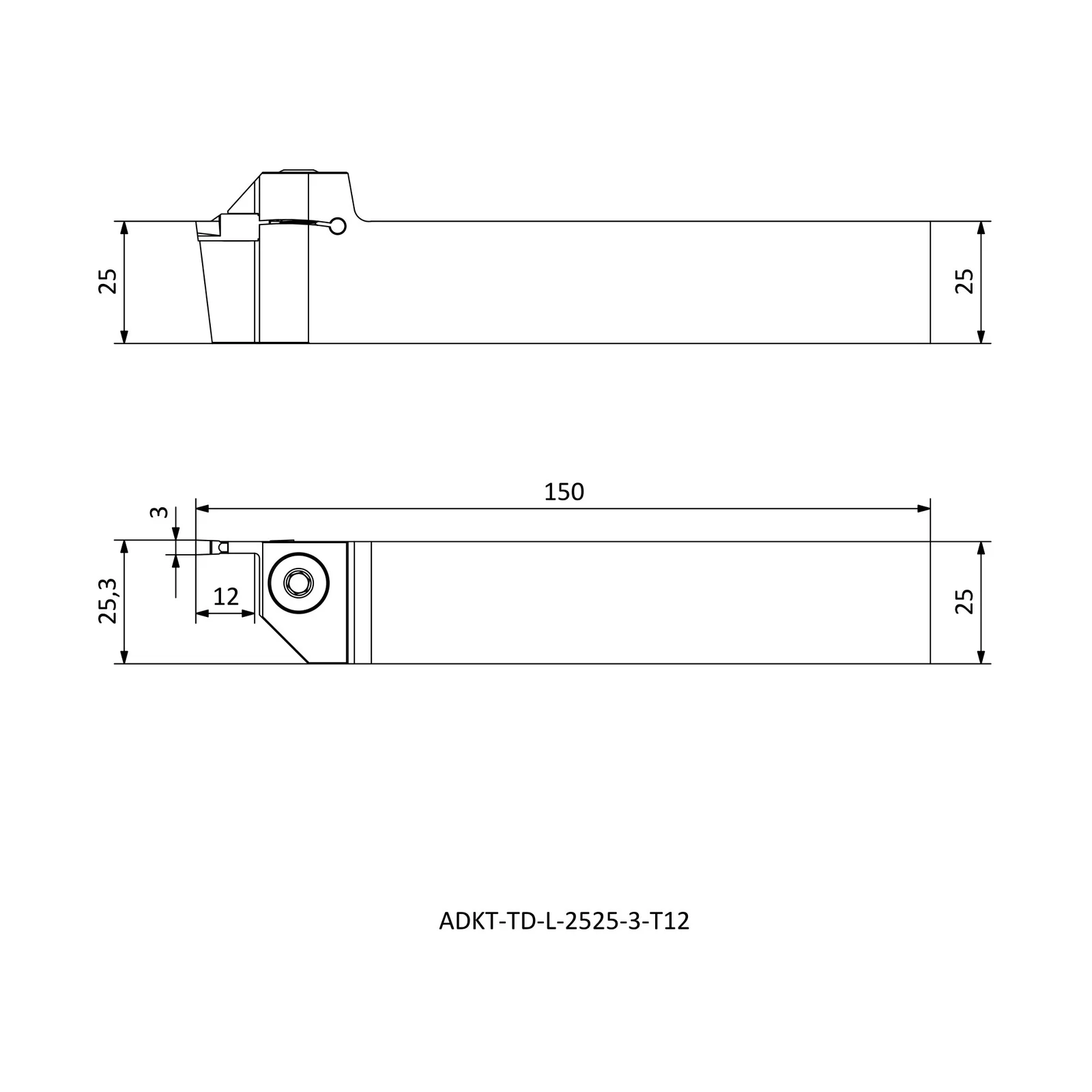 ADKT-TD-L-2525-3-T12 &mdash; dimensioned drawing