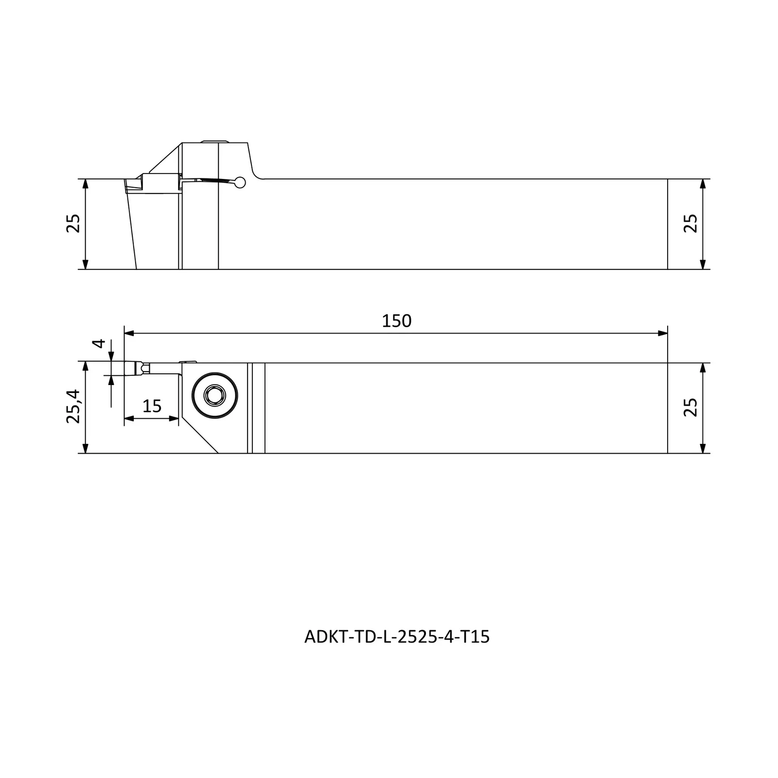 ADKT-TD-L-2525-4-T15 &mdash; dimensioned drawing