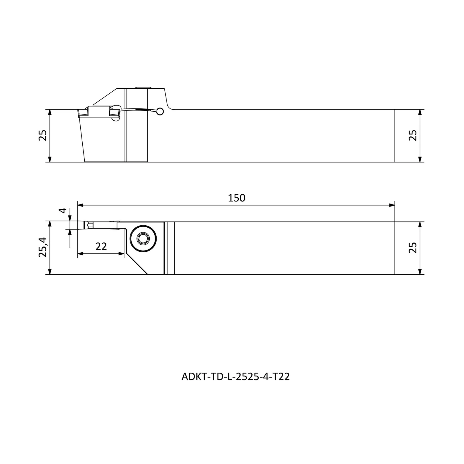 ADKT-TD-L-2525-4-T22 &mdash; dimensioned drawing