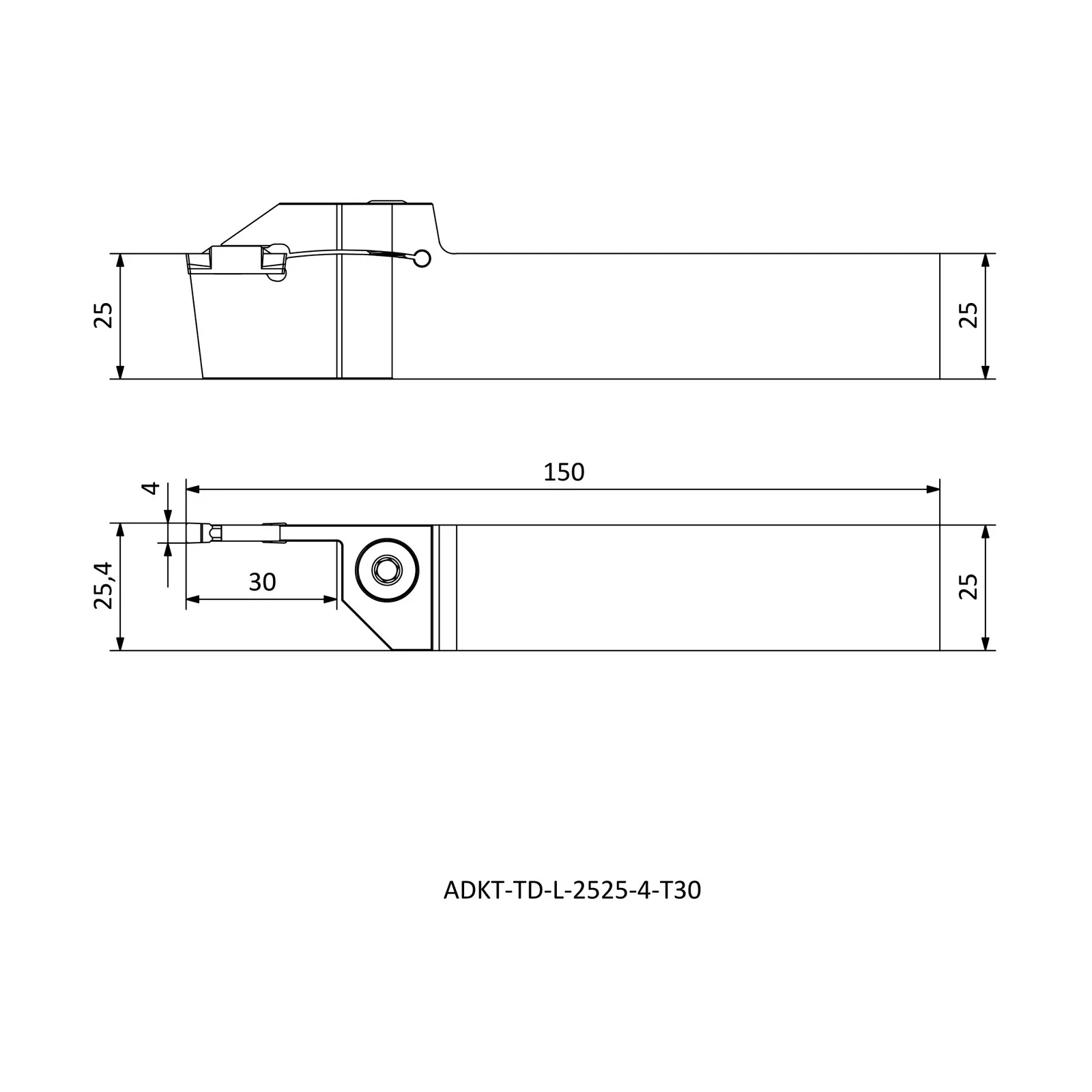 ADKT-TD-L-2525-4-T30 &mdash; dimensioned drawing
