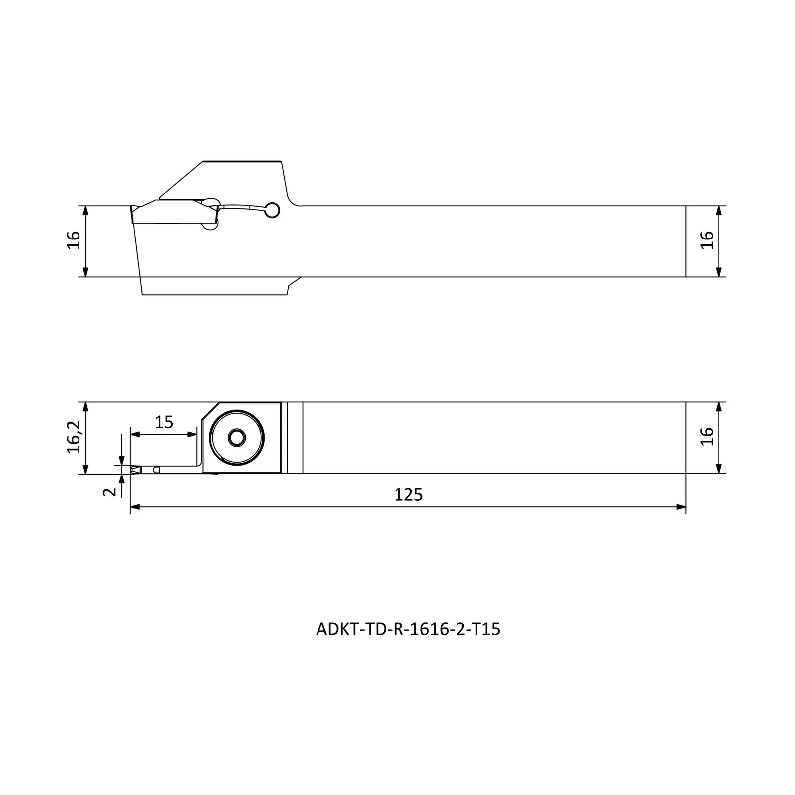 ADKT-TD-R-1616-2-T15 &mdash; dimensioned drawing