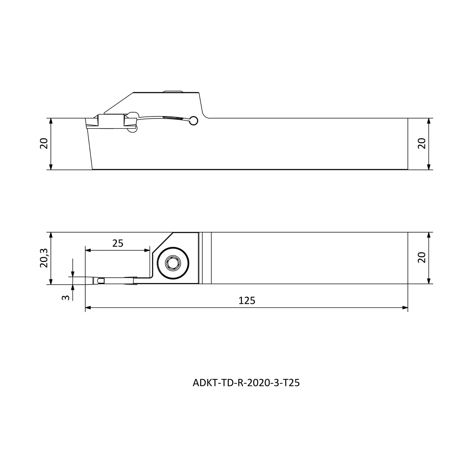 ADKT-TD-R-2020-3-T25 &mdash; dimensioned drawing