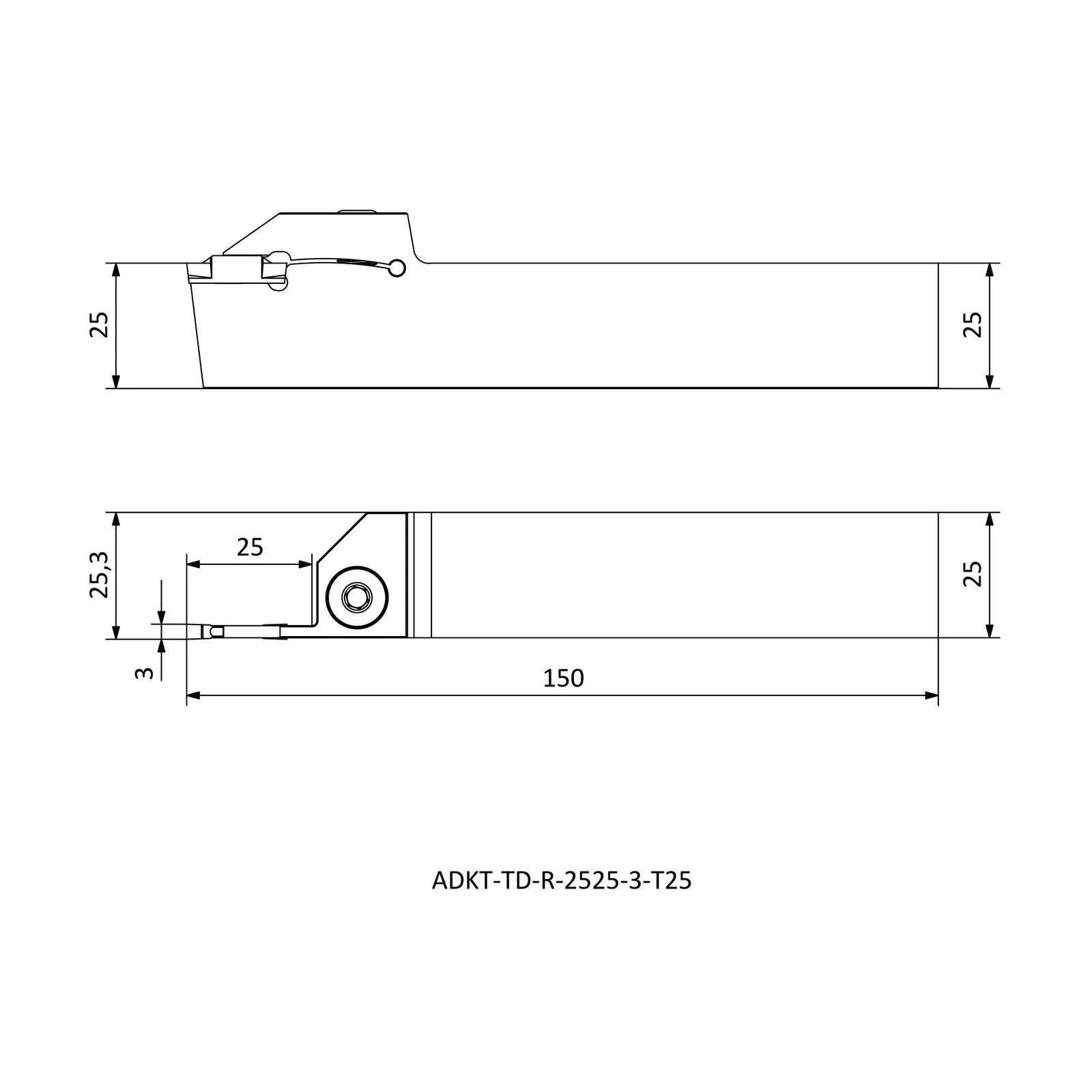 ADKT-TD-R-2525-3-T25 &mdash; dimensioned drawing