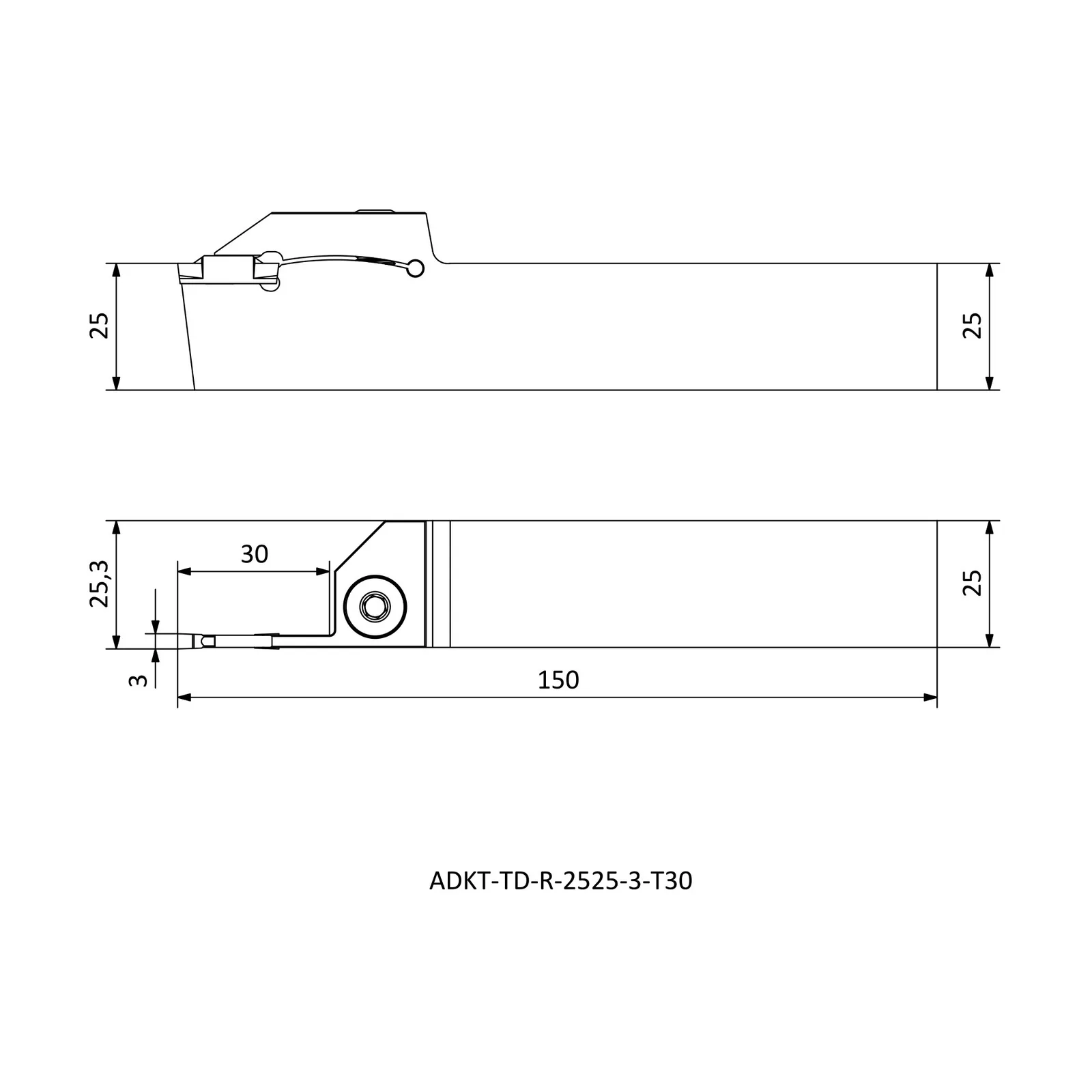 ADKT-TD-R-2525-3-T30 &mdash; dimensioned drawing